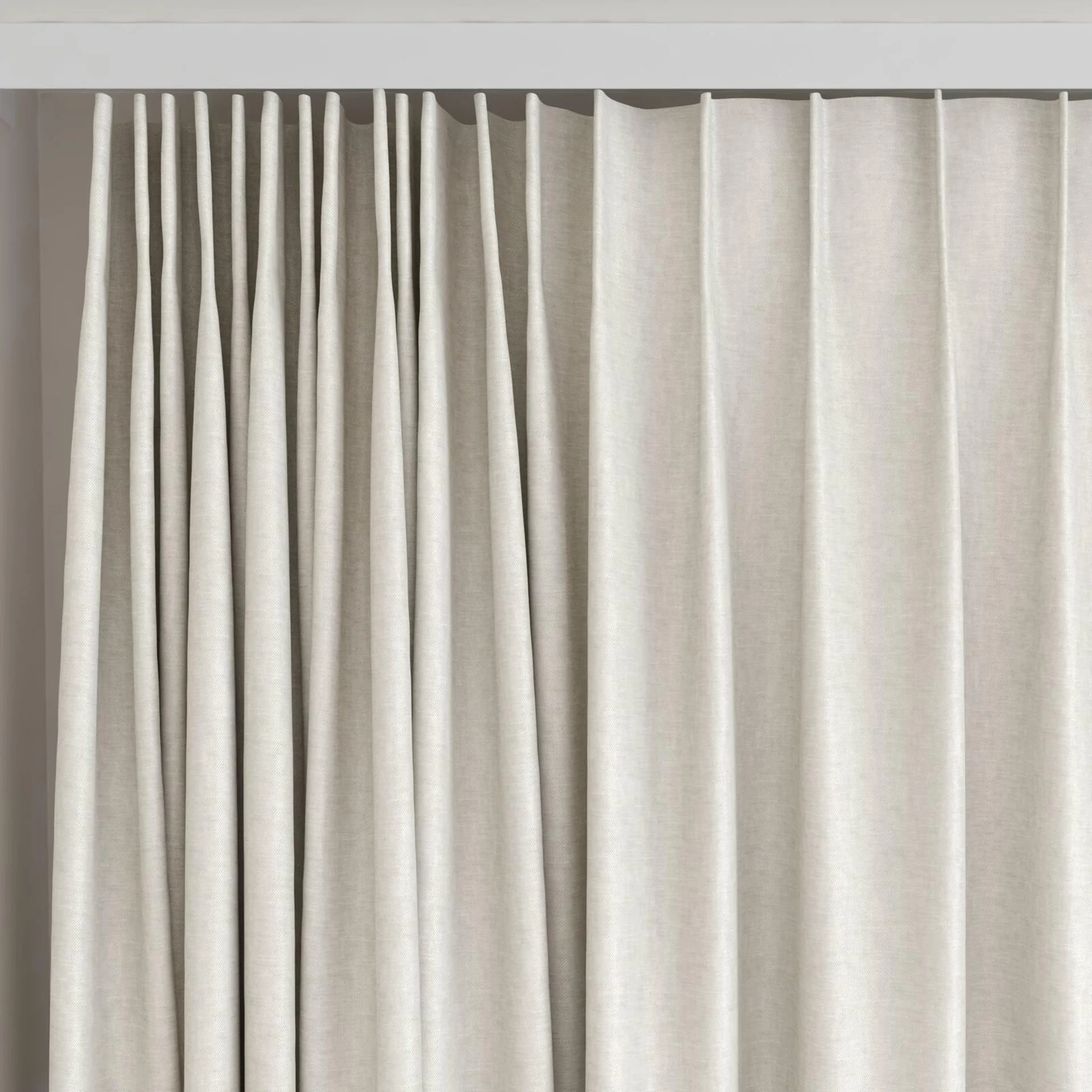 Top view of Glamour Sesame, on curtain rail