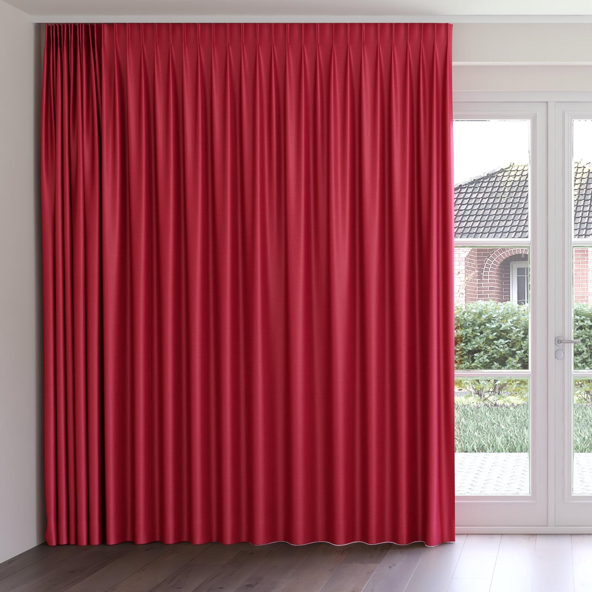 Front view of Silky Calypso, on curtain rail