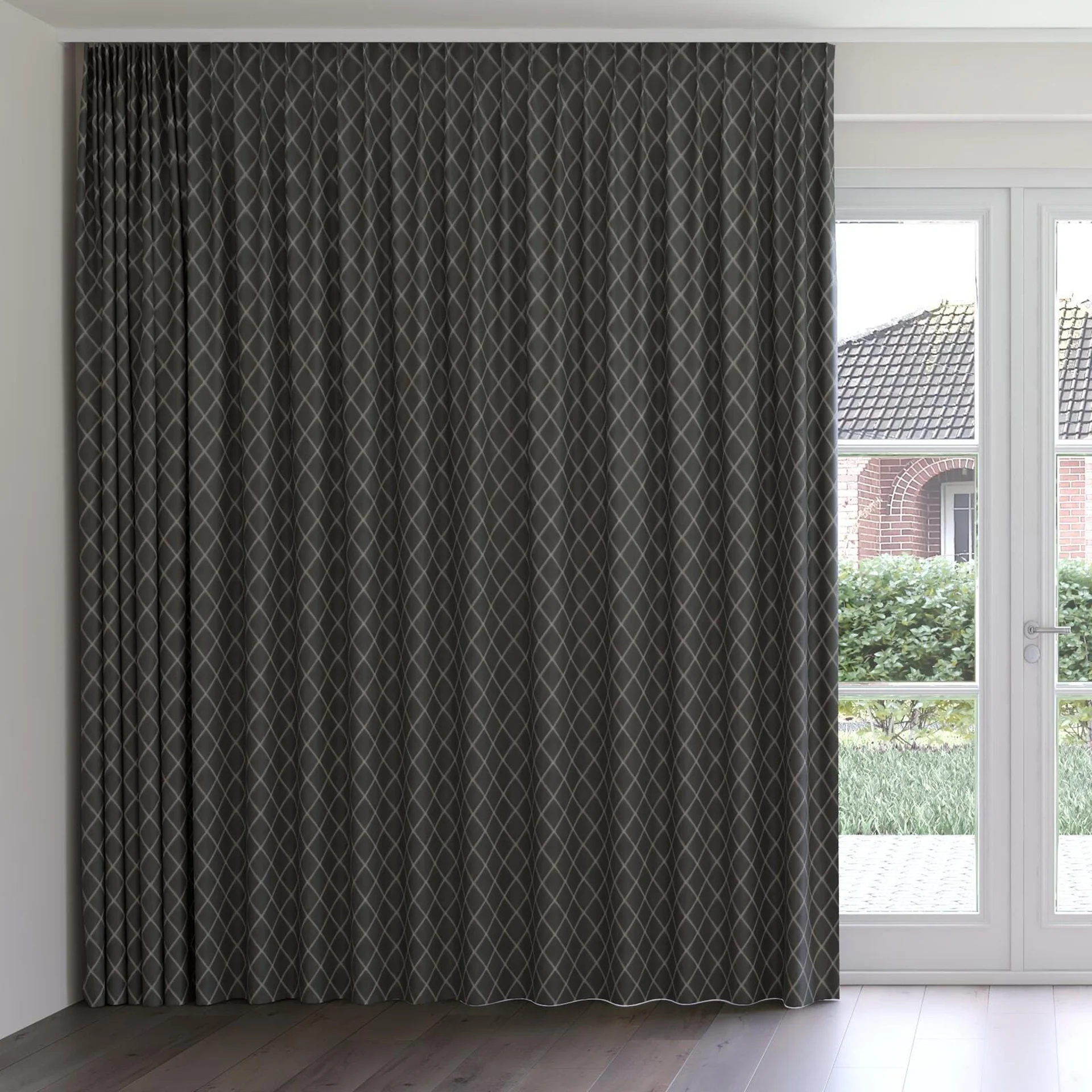 Front view of Pantheon Pinecone, on curtain rail