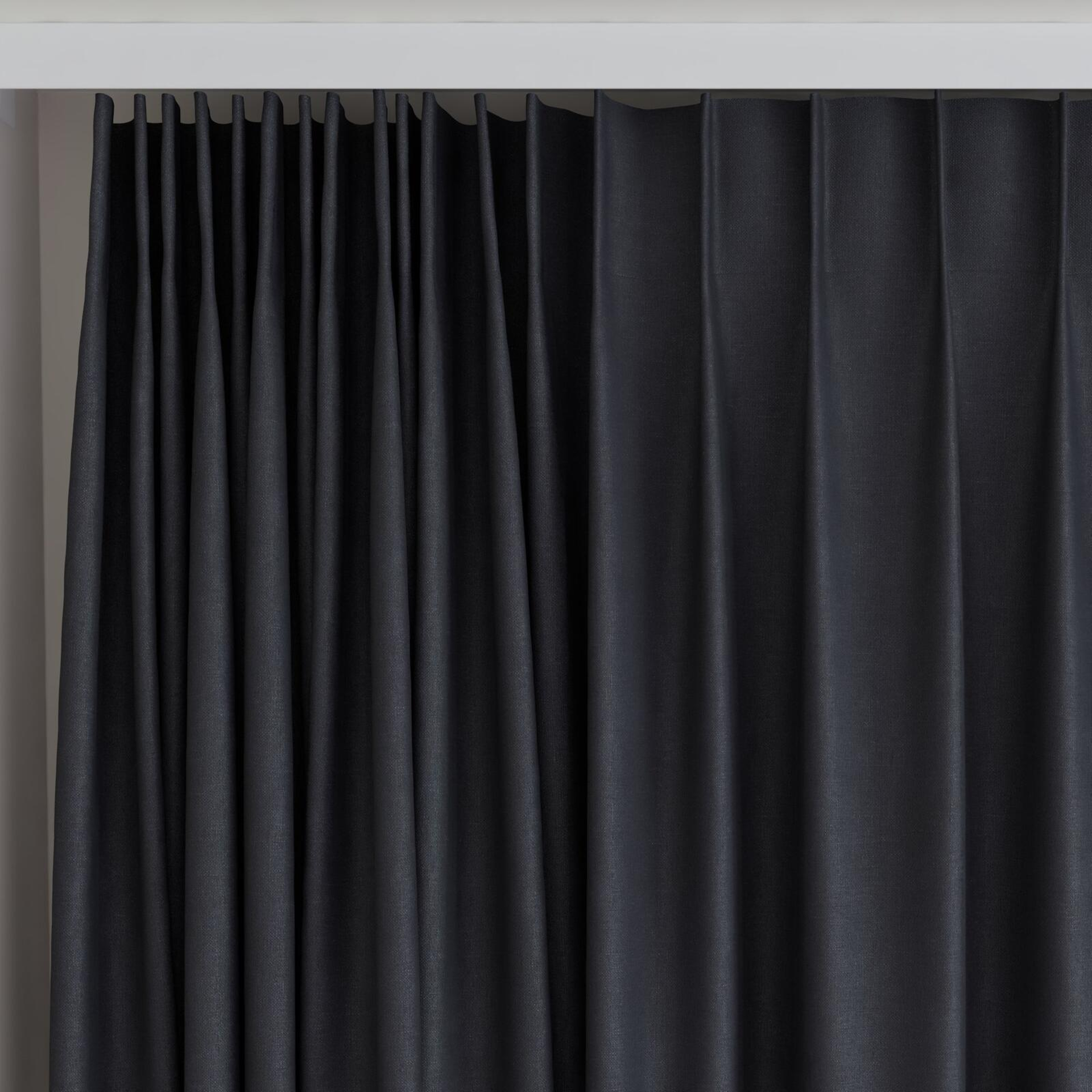 Top view of Kanvas Ebony, on curtain rail