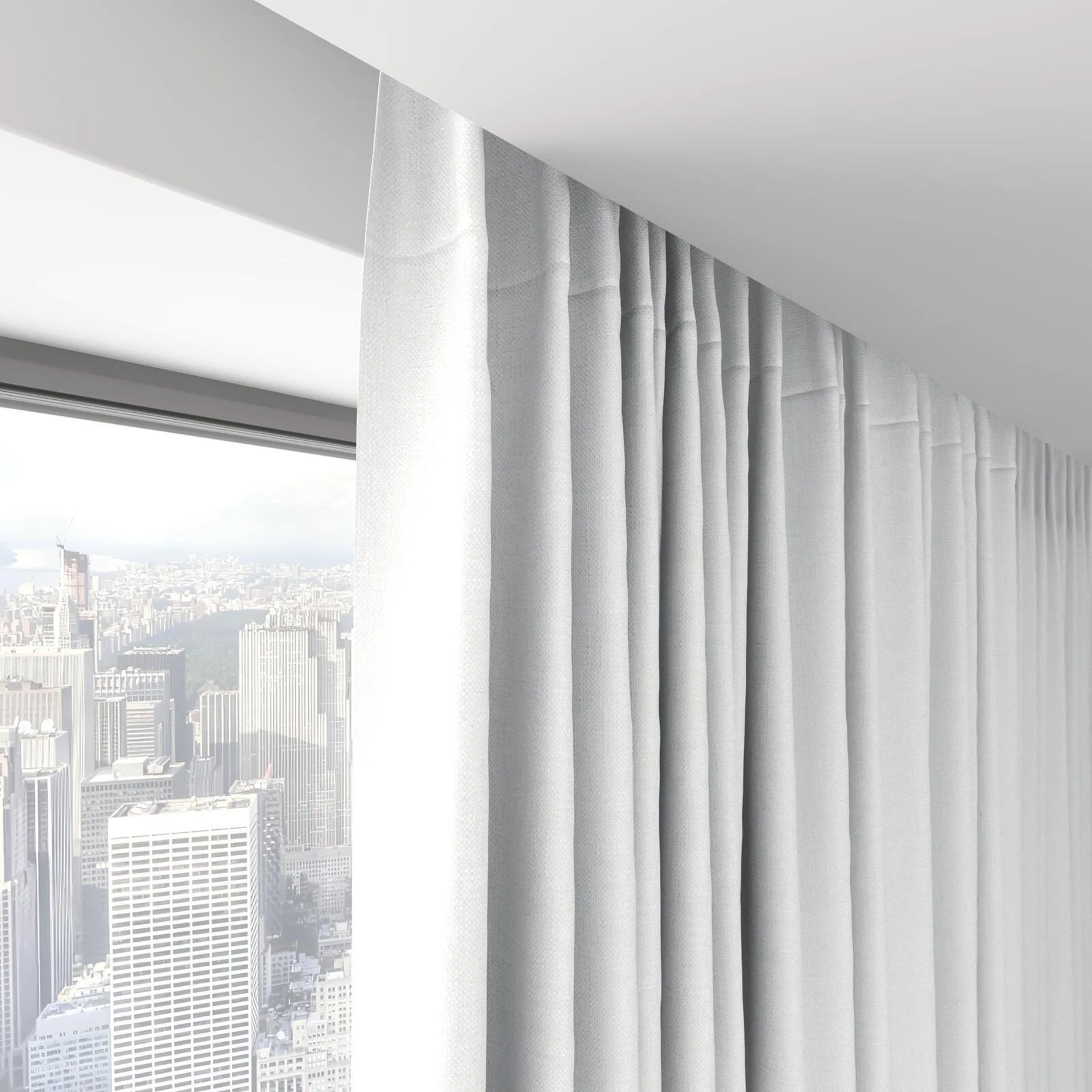 Top view of Retreat Blackout Linen, on hidden rail