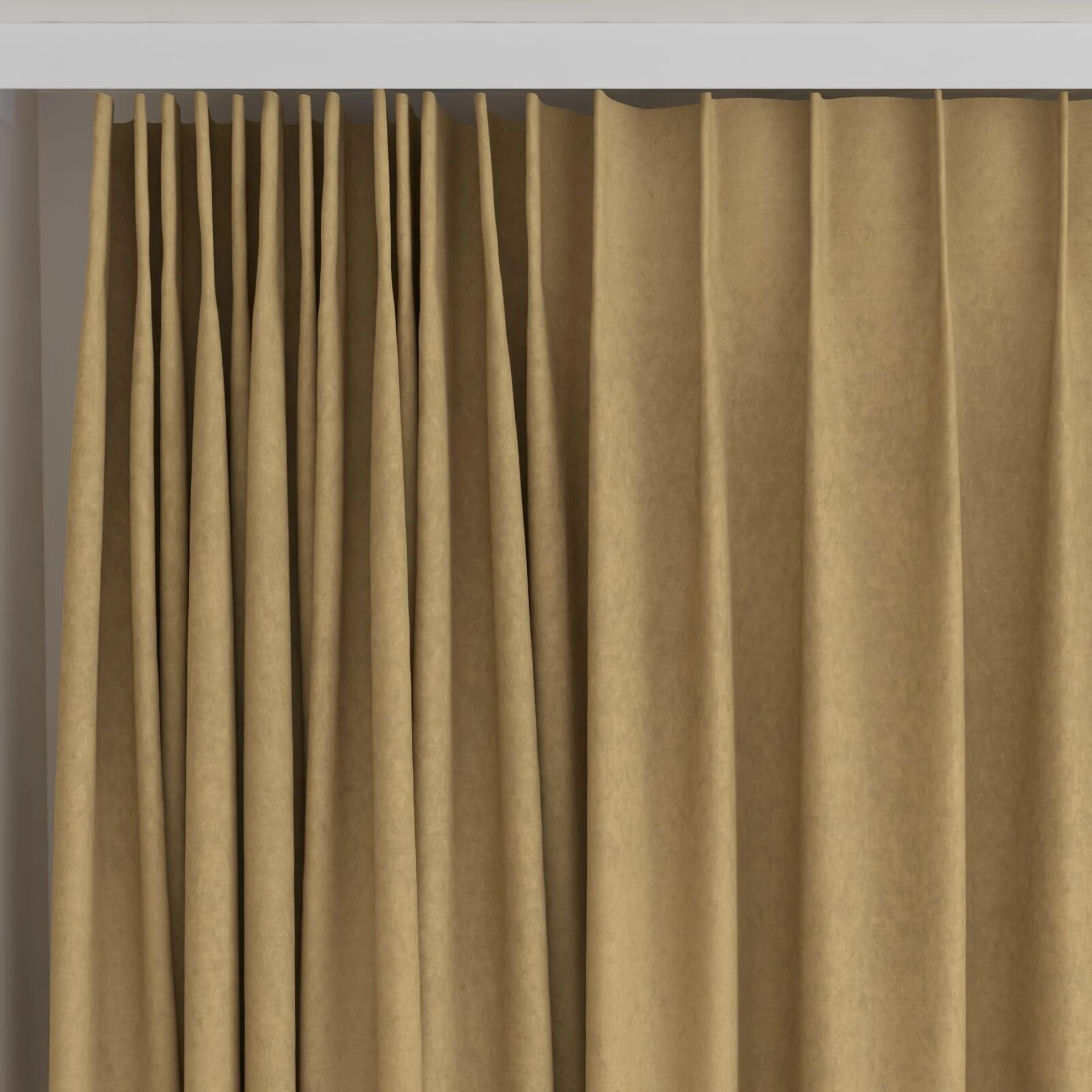 Top view of Moon Beige, on curtain rail