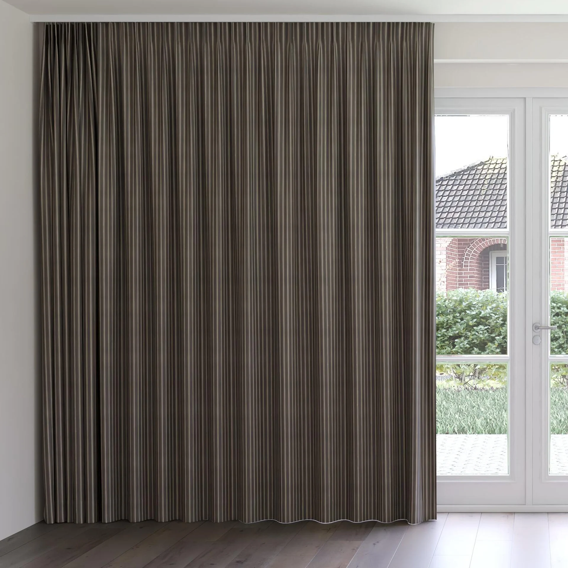 Front view of Cordial Elephant, on curtain rail