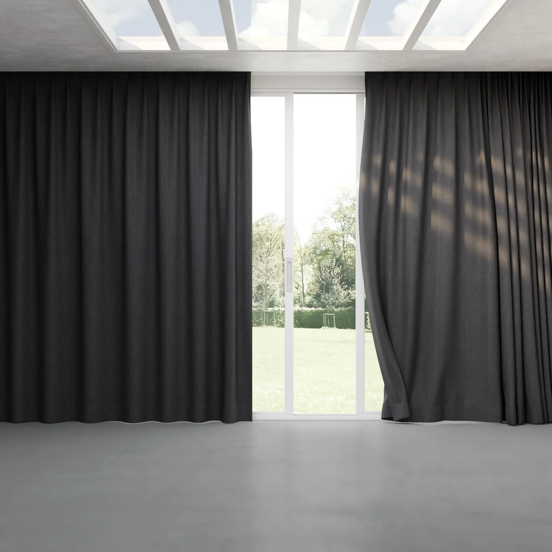 Full view of Planet Pewter, pinch pleat