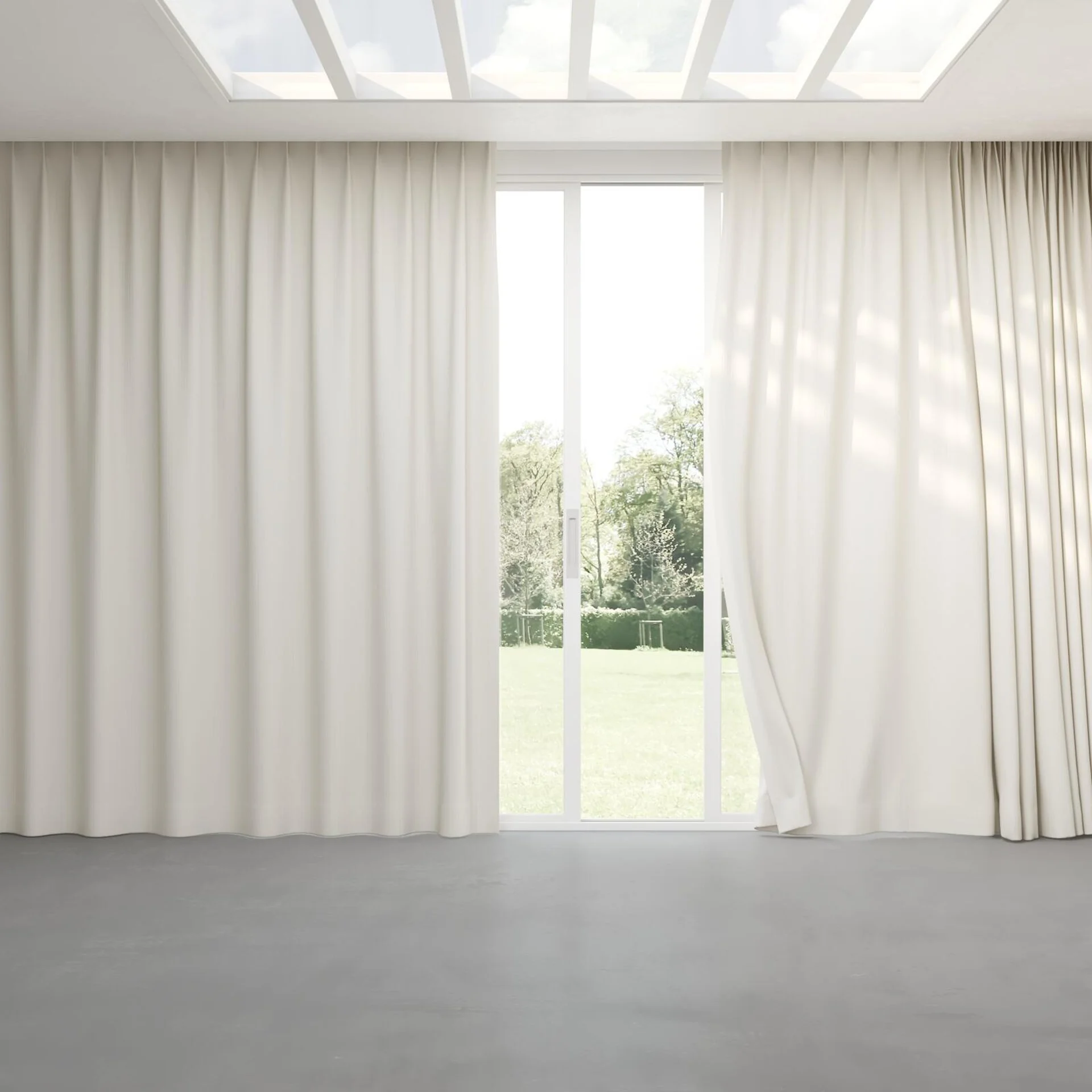 Full view of Cordial Cream, pinch pleat