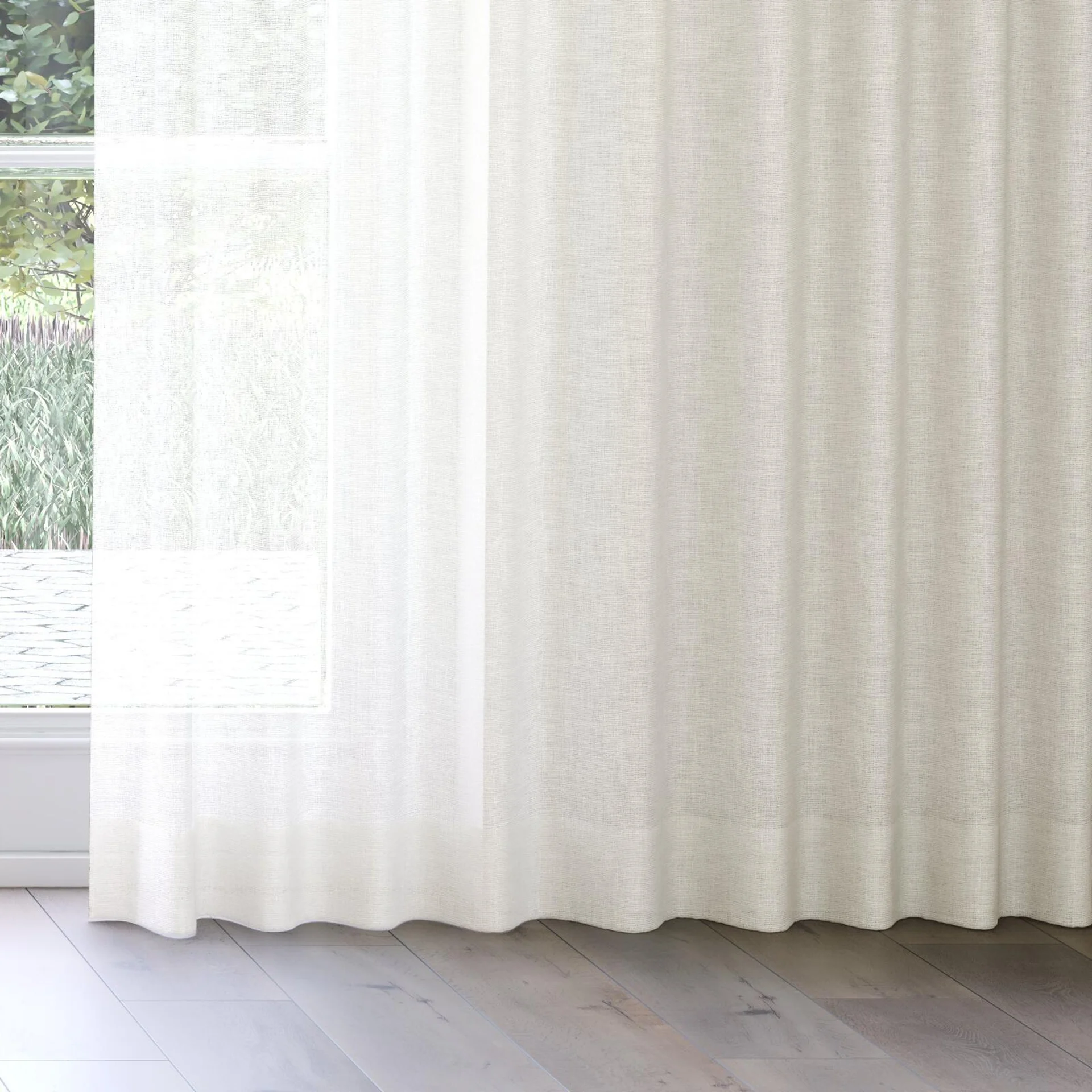 Bottom view of Statement Cream, on curtain rail