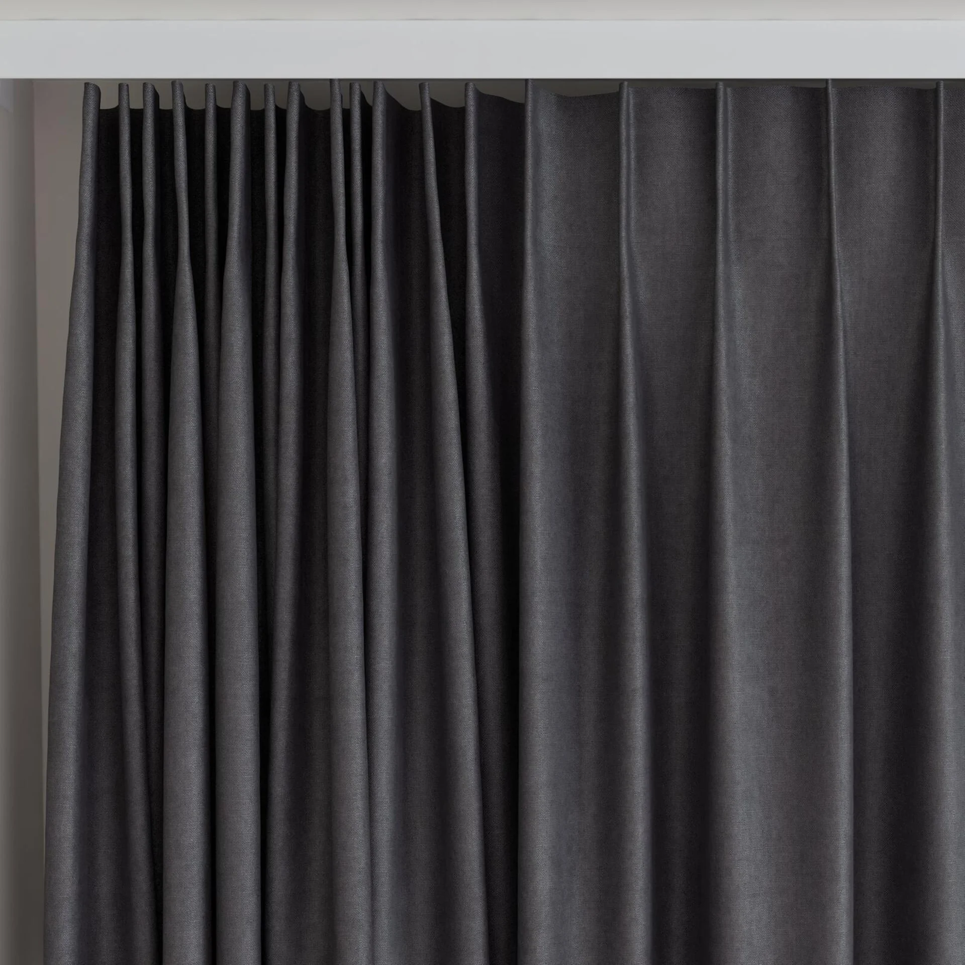 Top view of Monterey Smoke, on curtain rail
