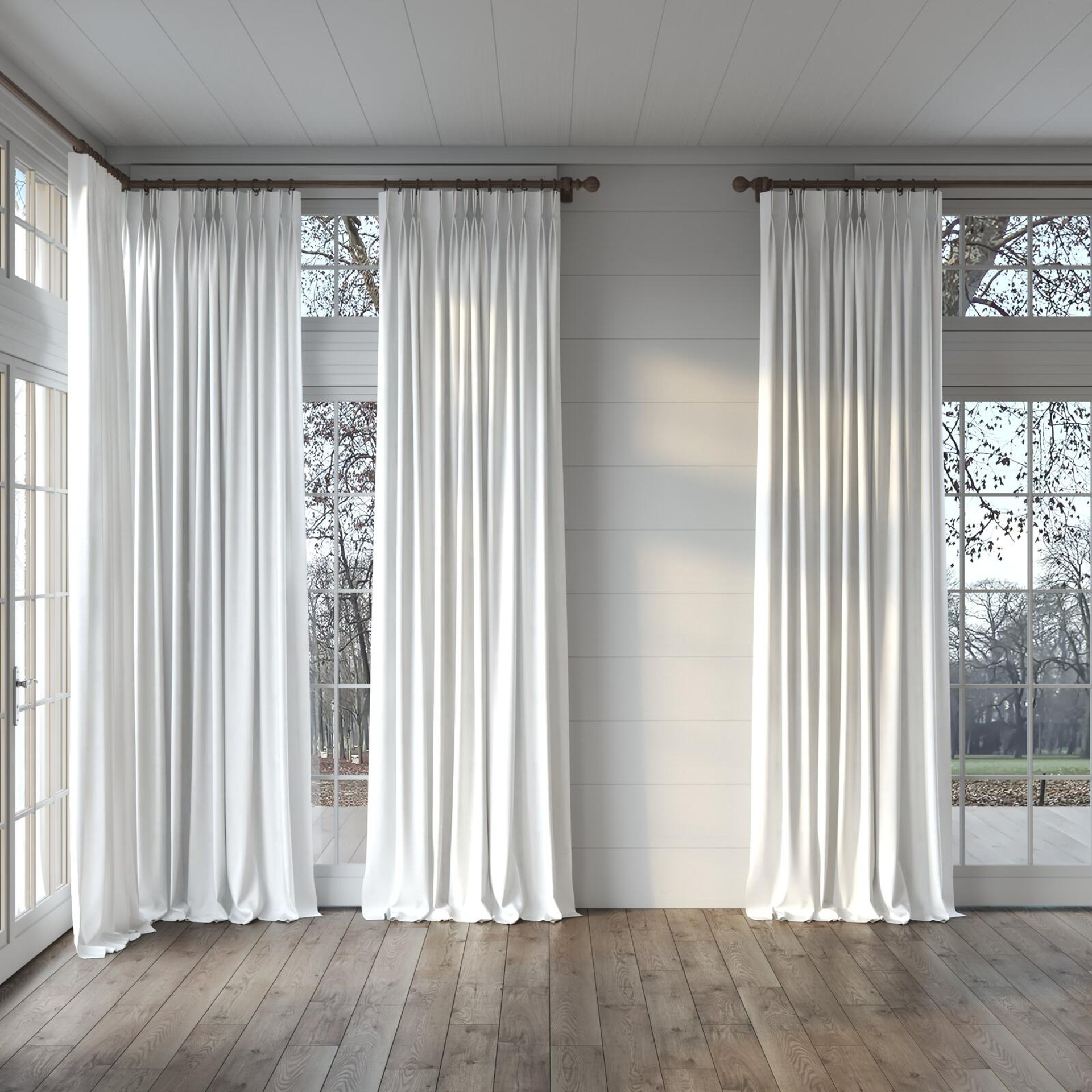 Full view of Innovation Snow, puddled, on curtain rod