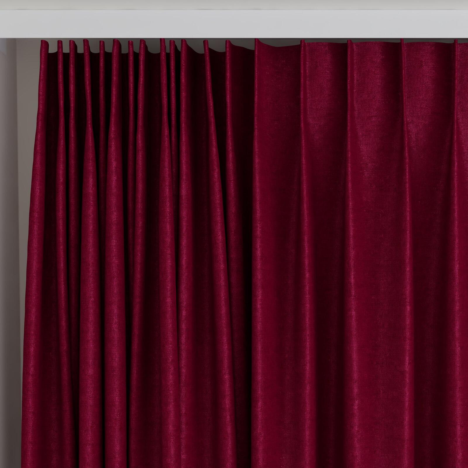 Top view of Drama Peony, on curtain rail