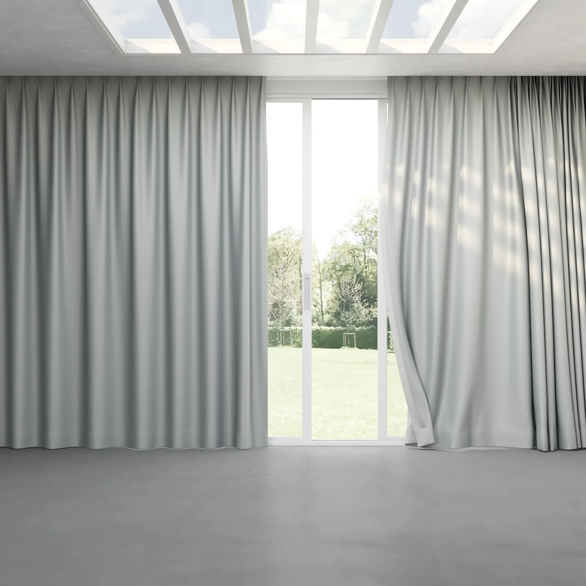 Full view of Pickford FR Blackout Steel, pinch pleat