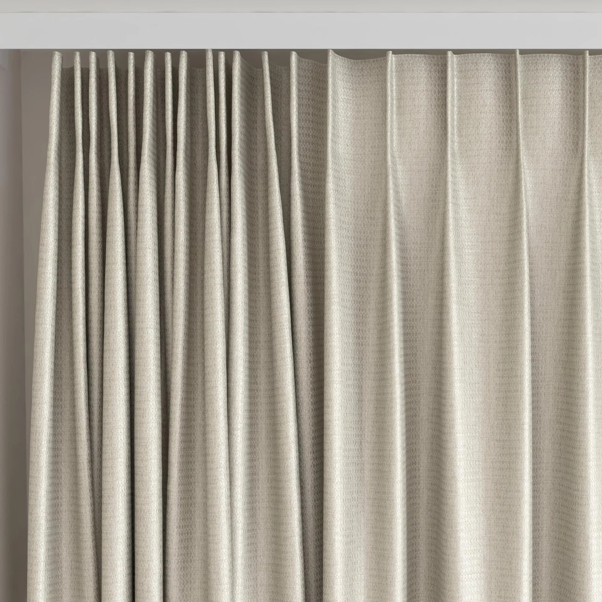 Top view of Kennedy II Blackout Nude, on curtain rail