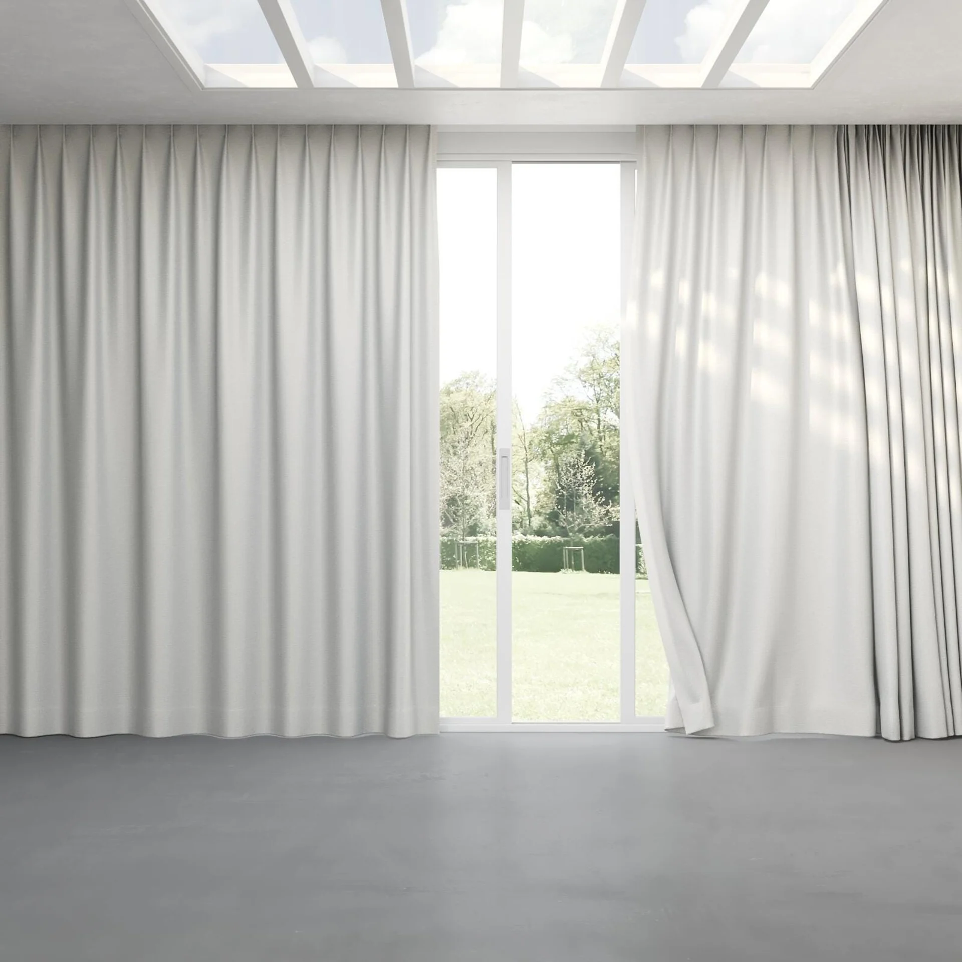 Full view of Kennedy FR Blackout Frost, pinch pleat