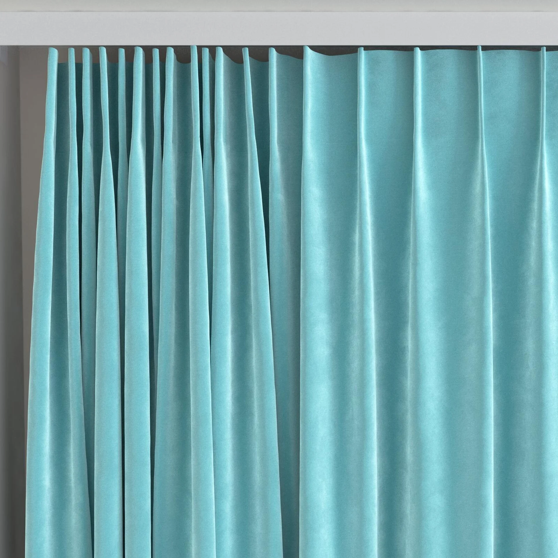 Top view of Lux Velvet Aqua 8816, on curtain rail