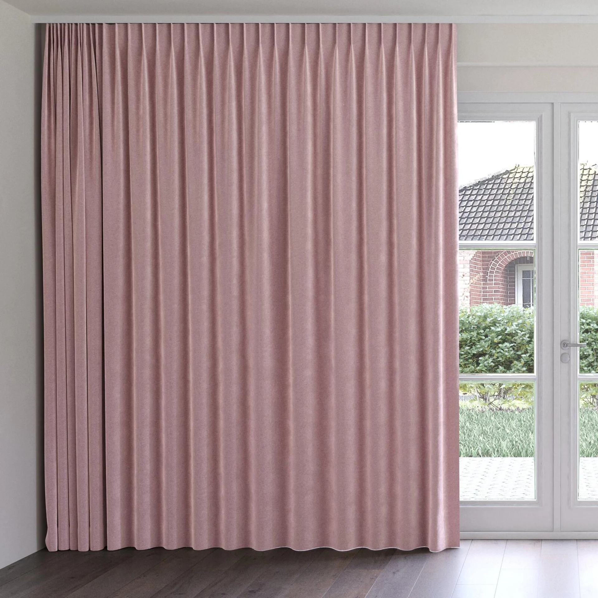 Front view of Geneva Orchid, on curtain rail