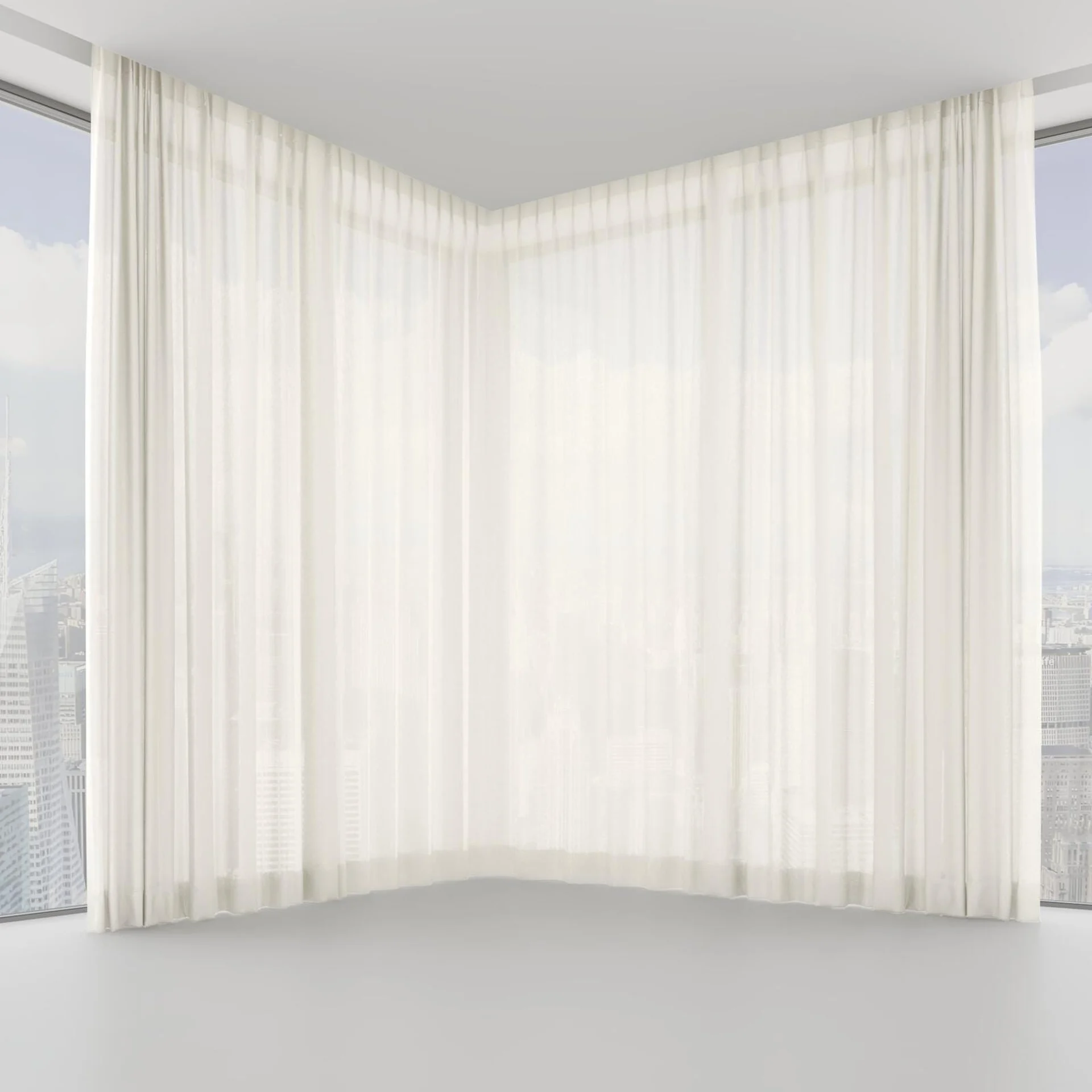 Front view of Linen Natural, on hidden rail