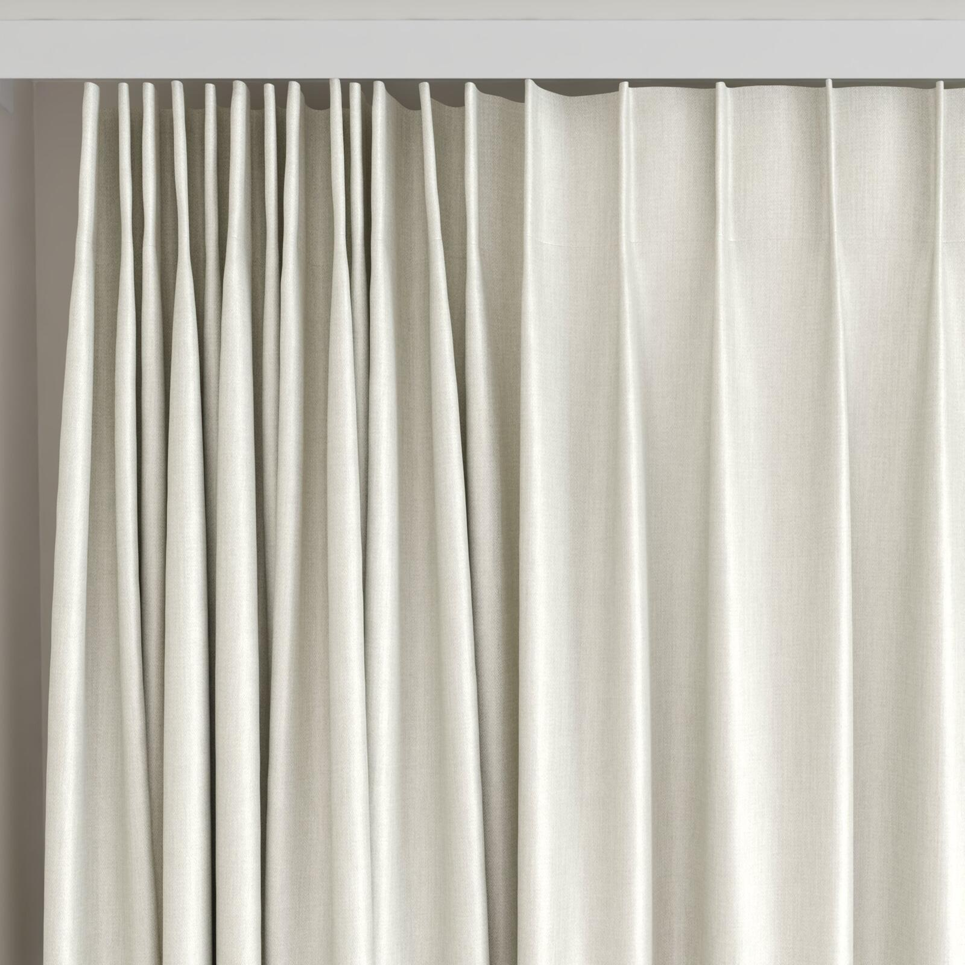 Top view of Matrix Ivory, on curtain rail