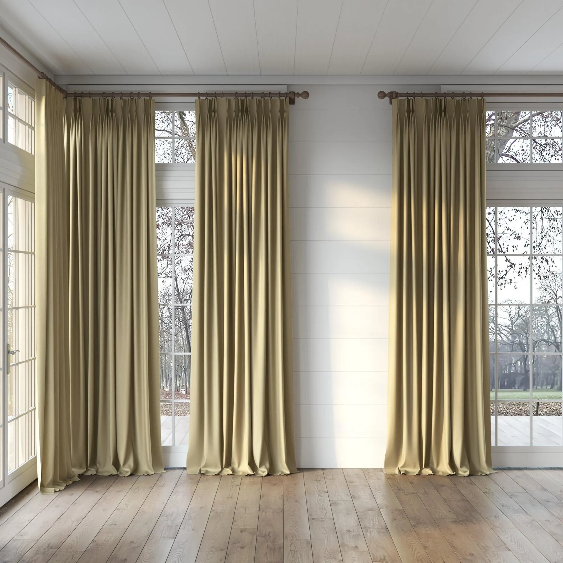 Full view of Excel Nugget, puddled, on curtain rod