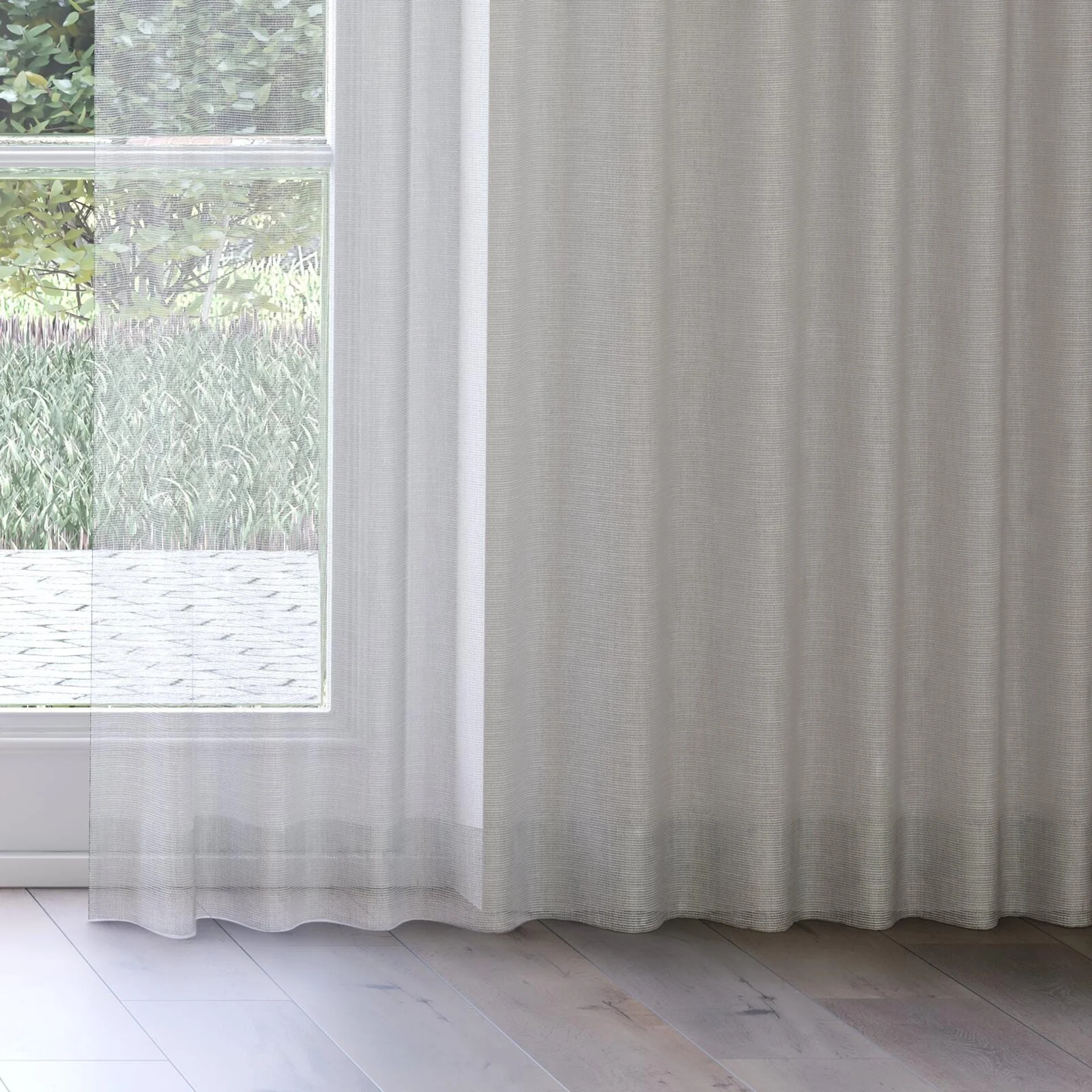 Bottom view of Radiant Mineral, on curtain rail