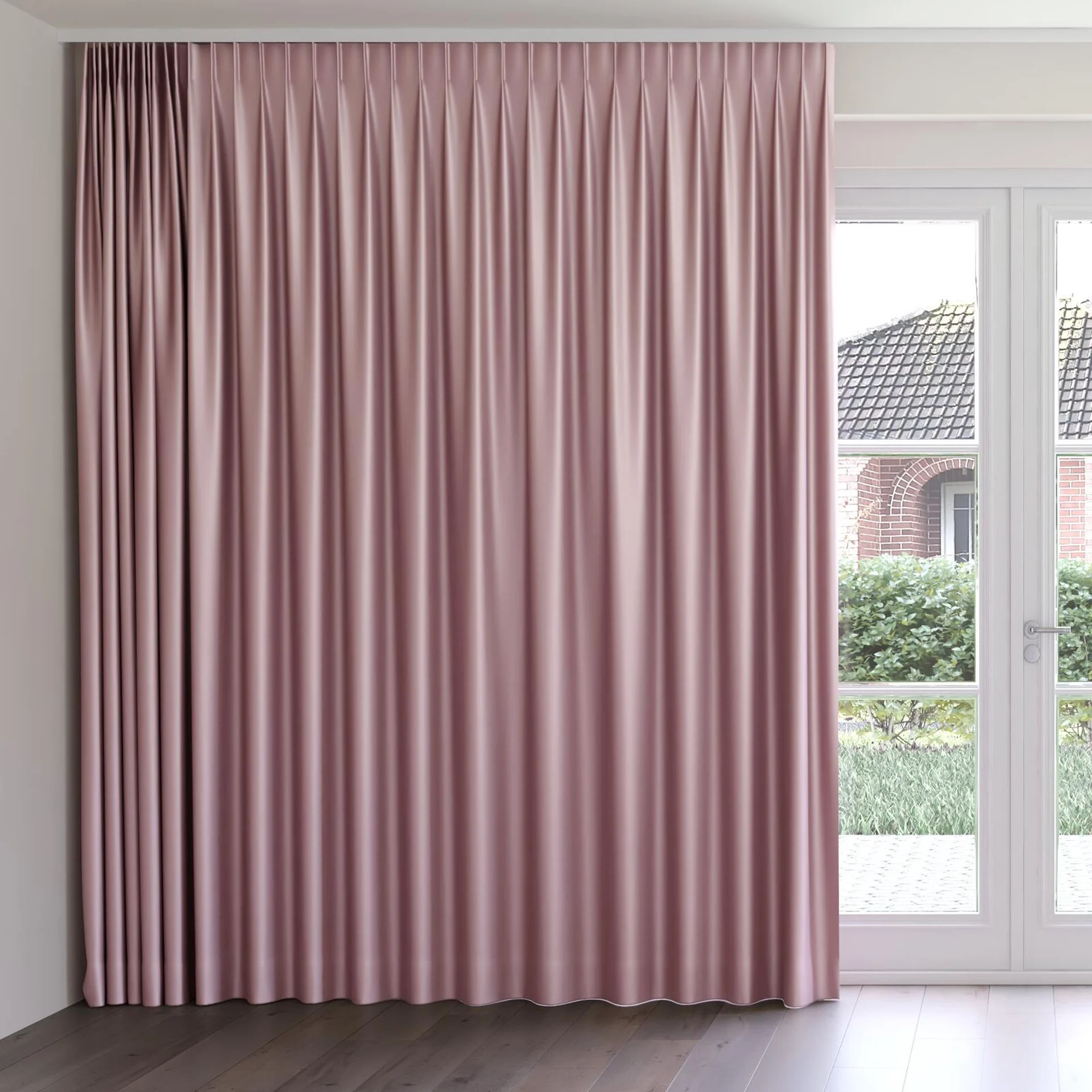 Front view of Moonbeam Orchid, on curtain rail
