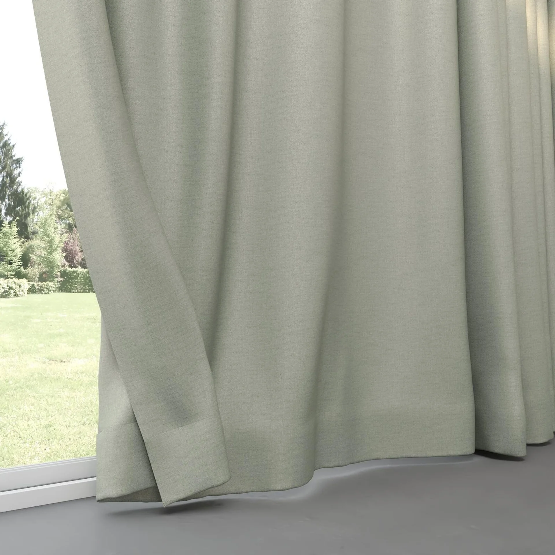 Bottom view of Eclipse Blackout Celadon, pinch pleat