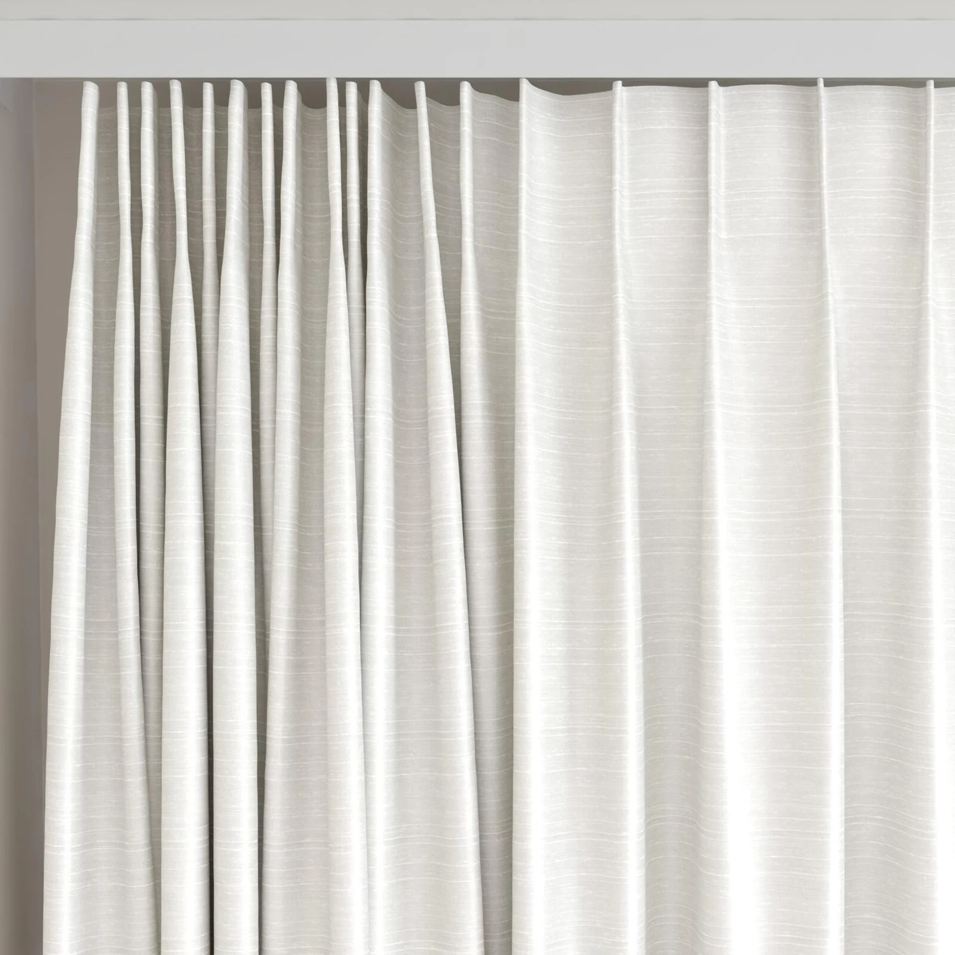 Top view of Silky Diamond, on curtain rail