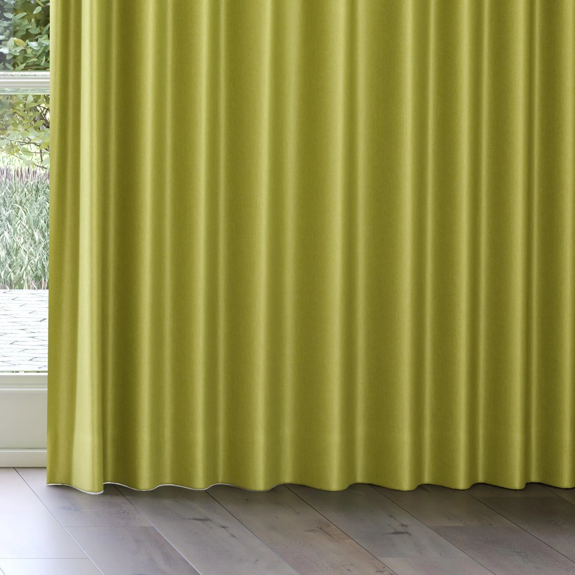 Bottom view of Matrix Pistachio, on curtain rail