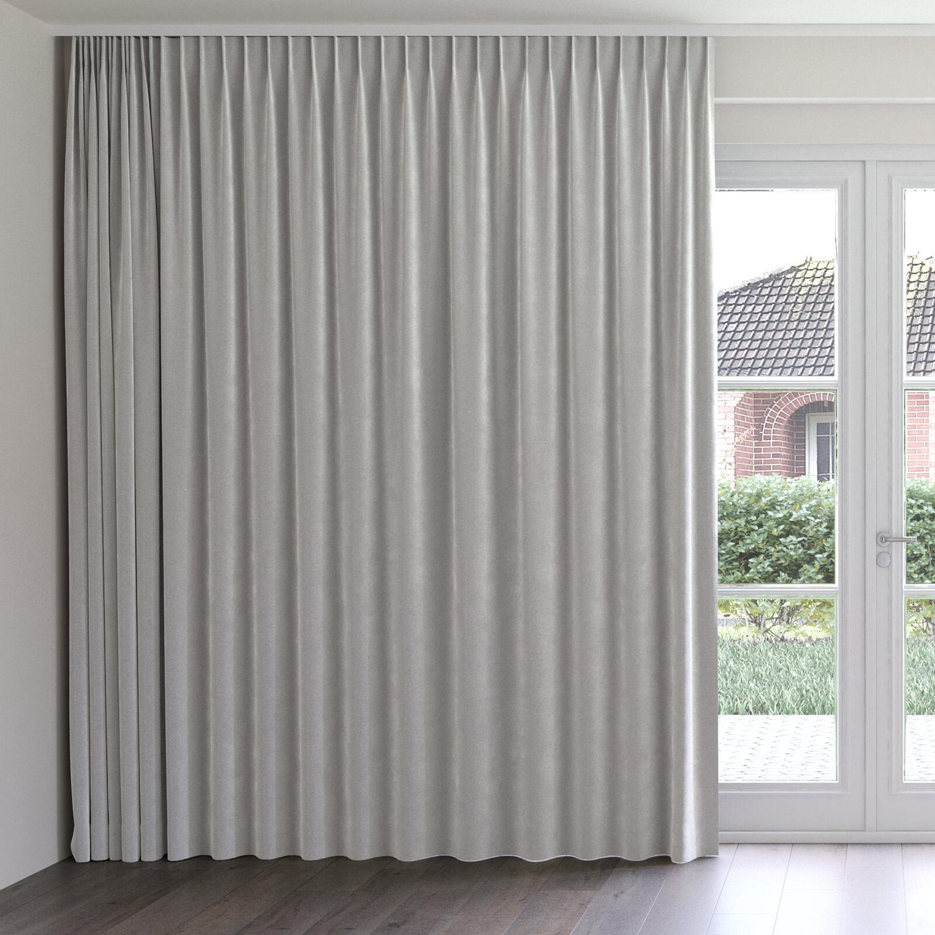 Front view of Moon Shark, on curtain rail