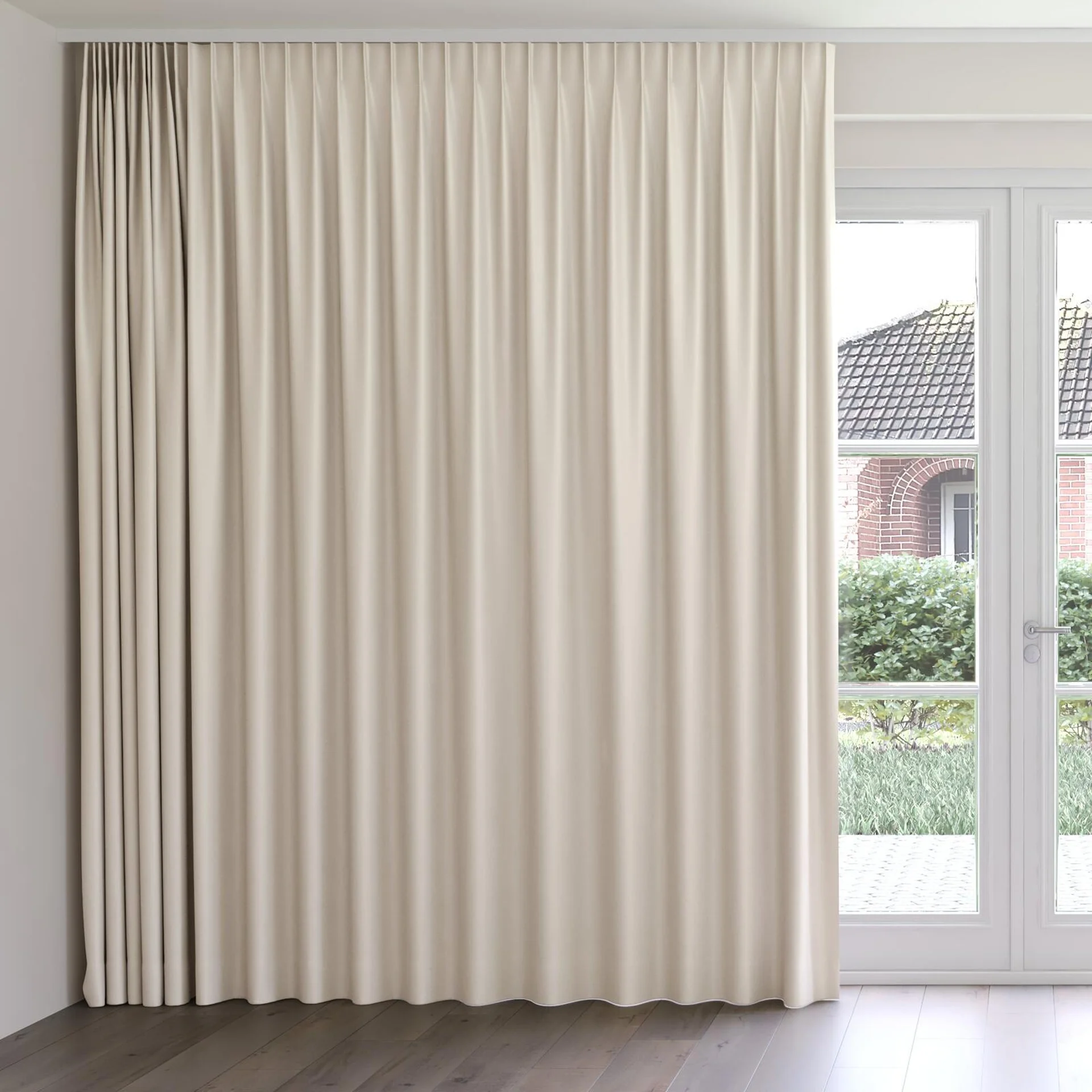 Front view of Banksia Shell, on curtain rail