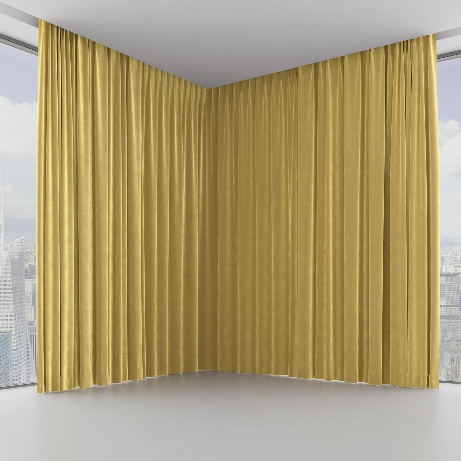 Front view of Velvelux Gold, on hidden rail