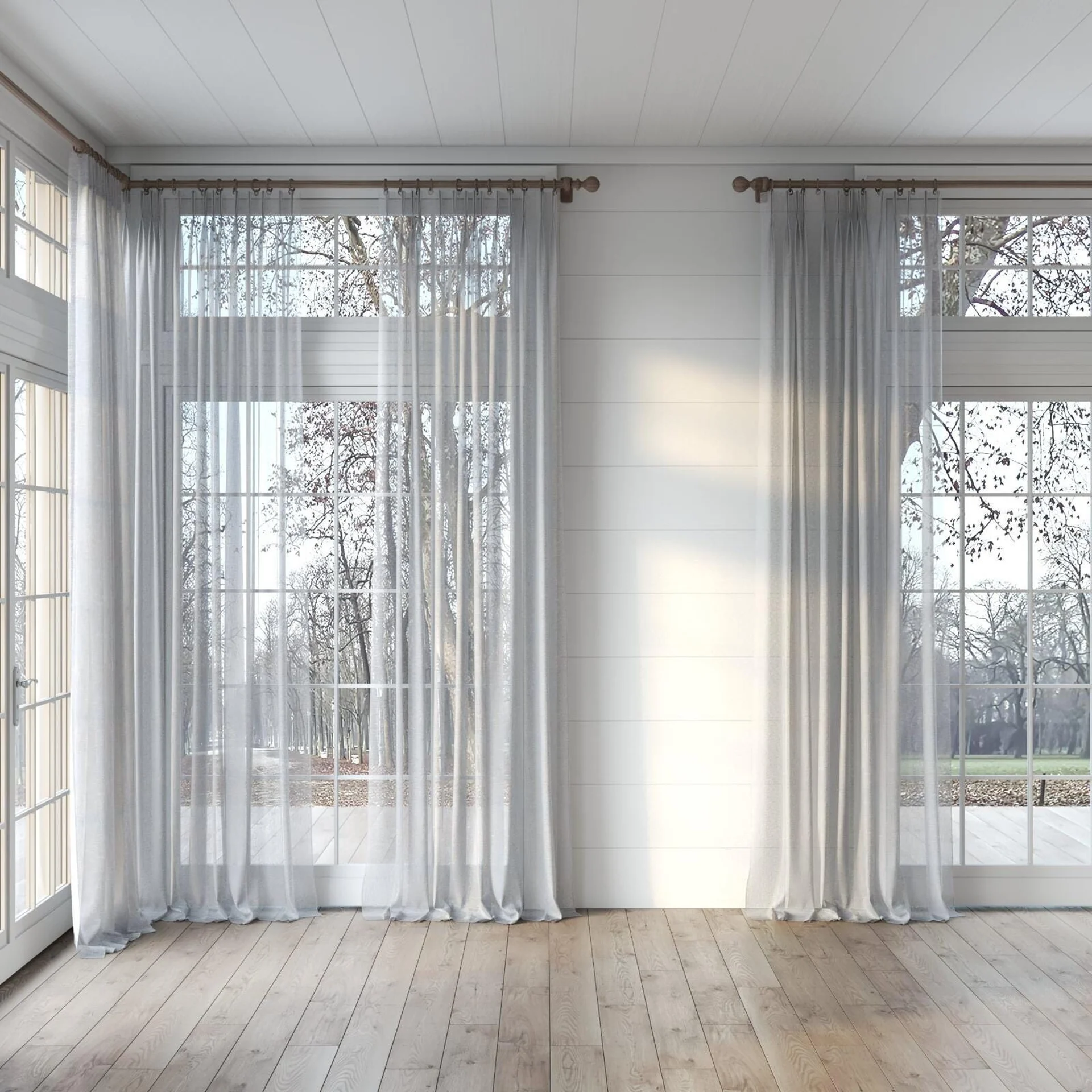 Full view of Natura Recycled Zinc, puddled, on curtain rod