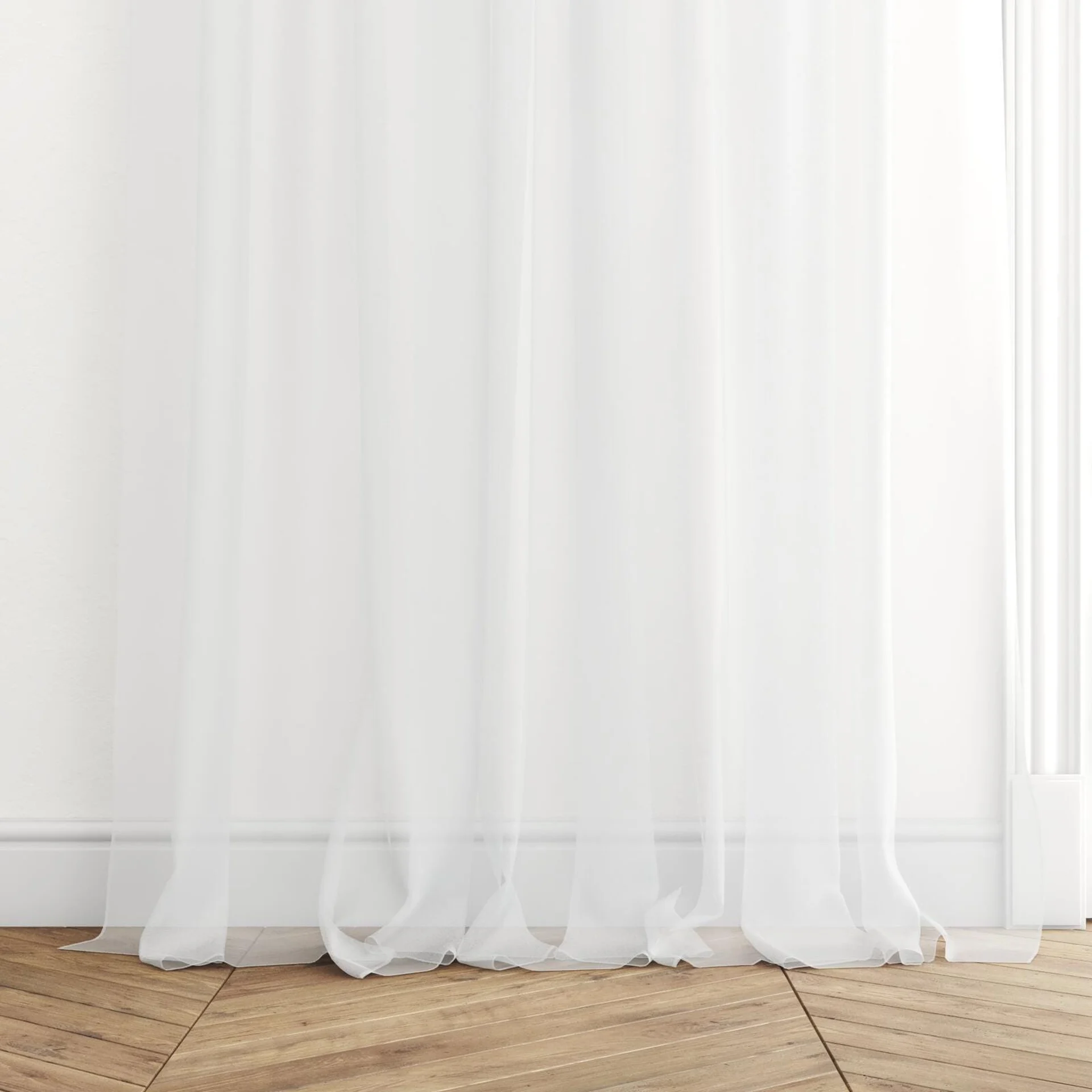 Bottom view of Xo Marble, puddled with pinch pleat, on curtain rod