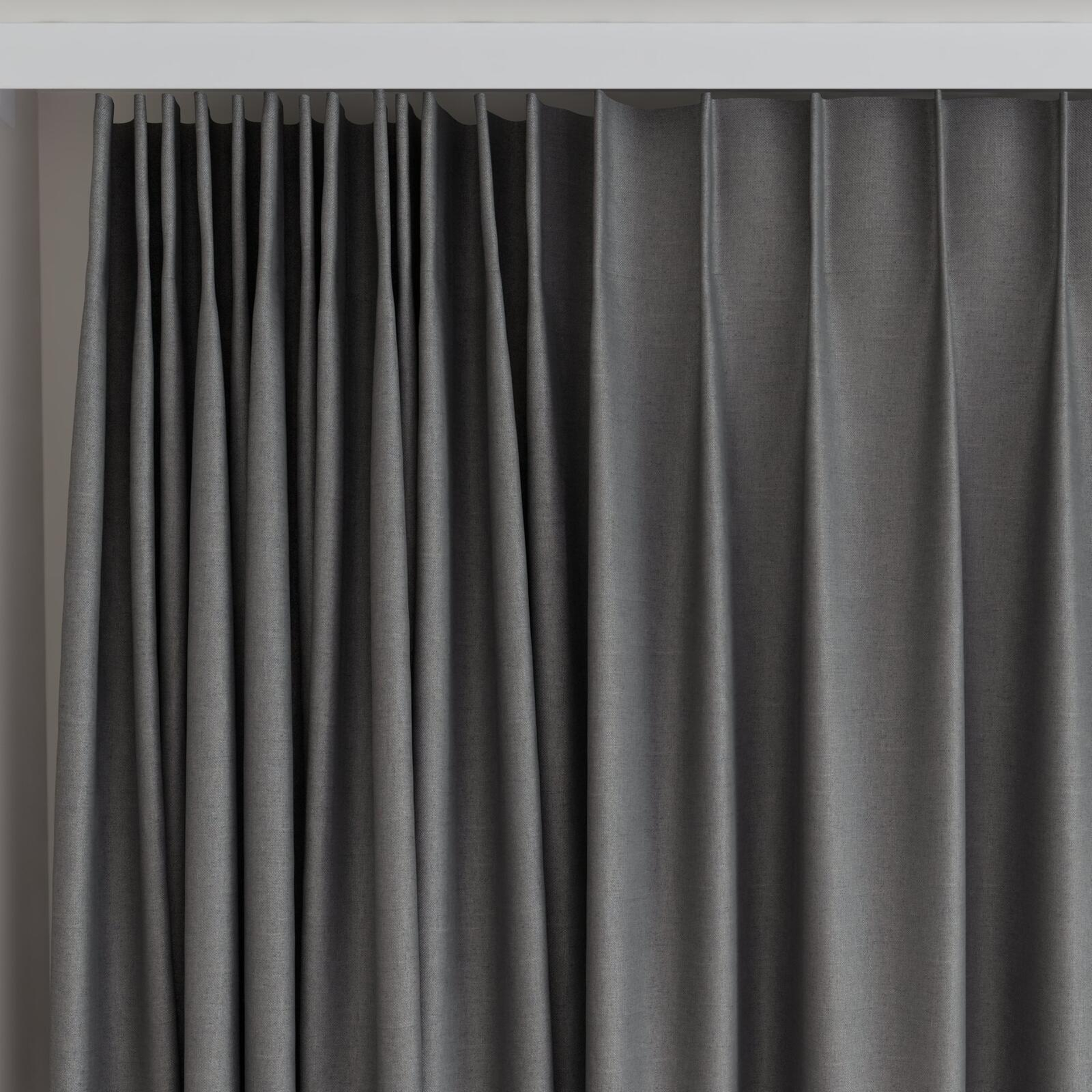 Top view of Re Delis Walnut, on curtain rail