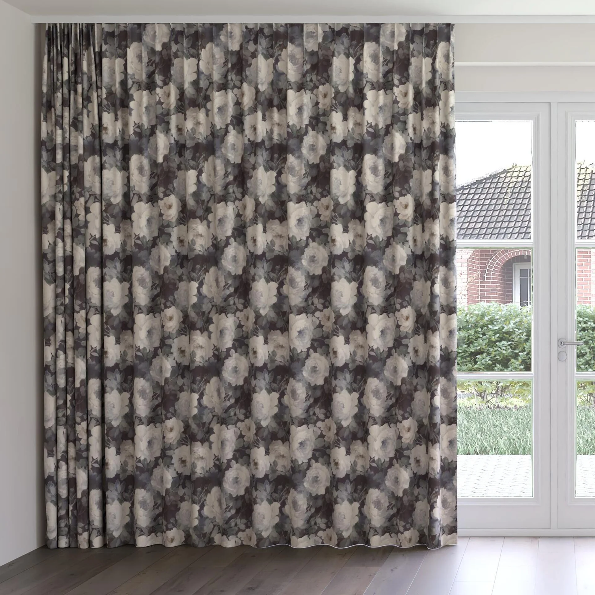 Front view of Victoria Sapphire, on curtain rail