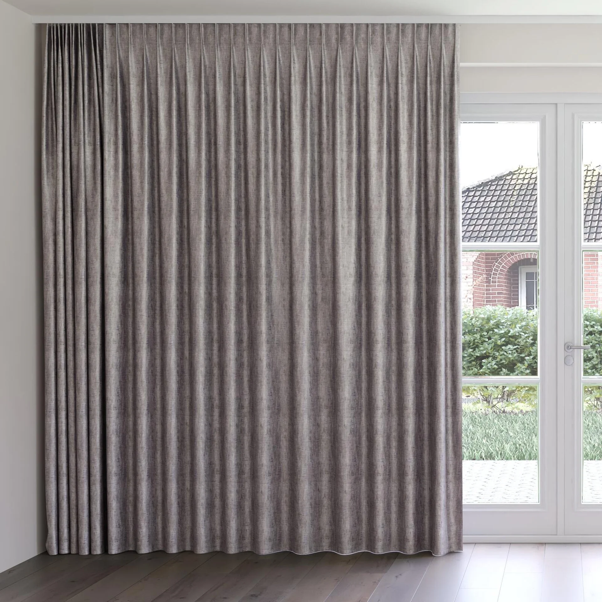 Front view of Nominee Zinc, on curtain rail