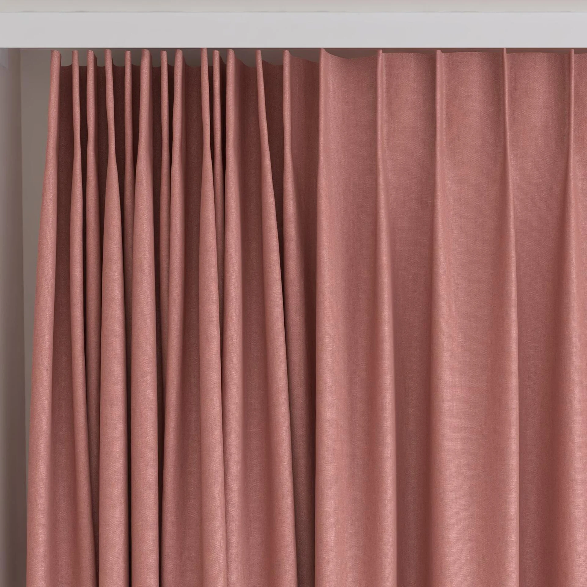 Top view of Eternal Guava, on curtain rail