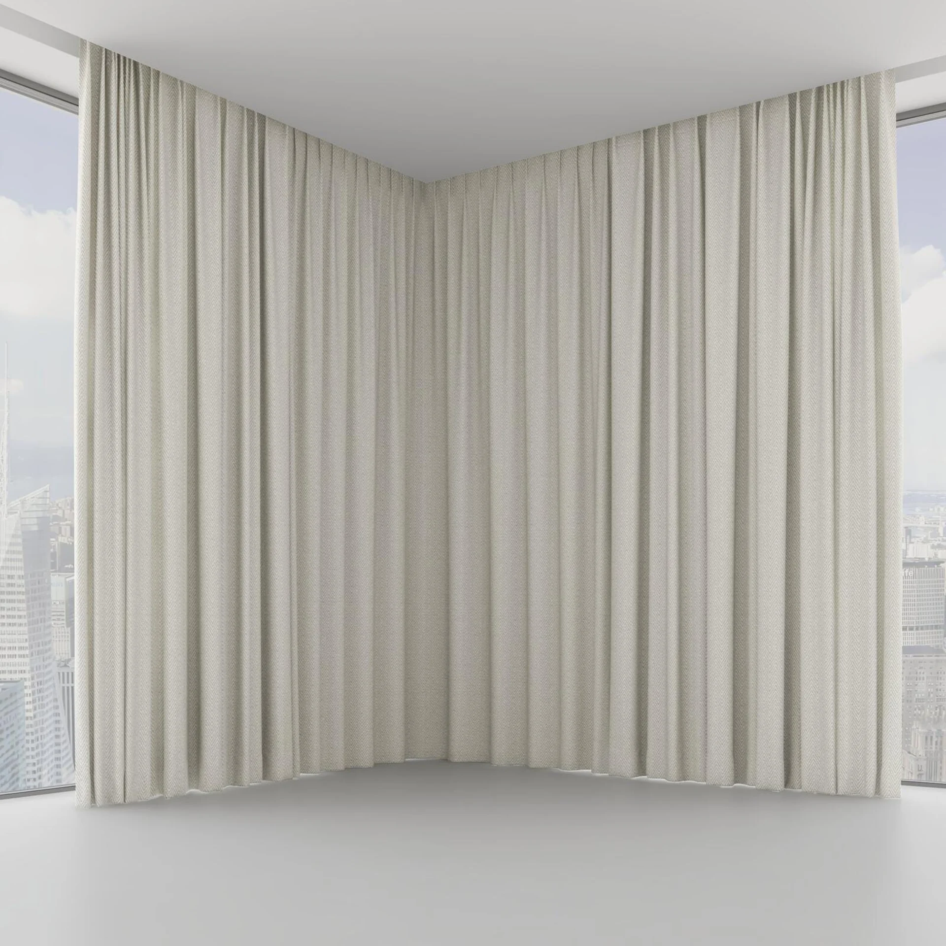 Front view of Saiph Linen, on hidden rail