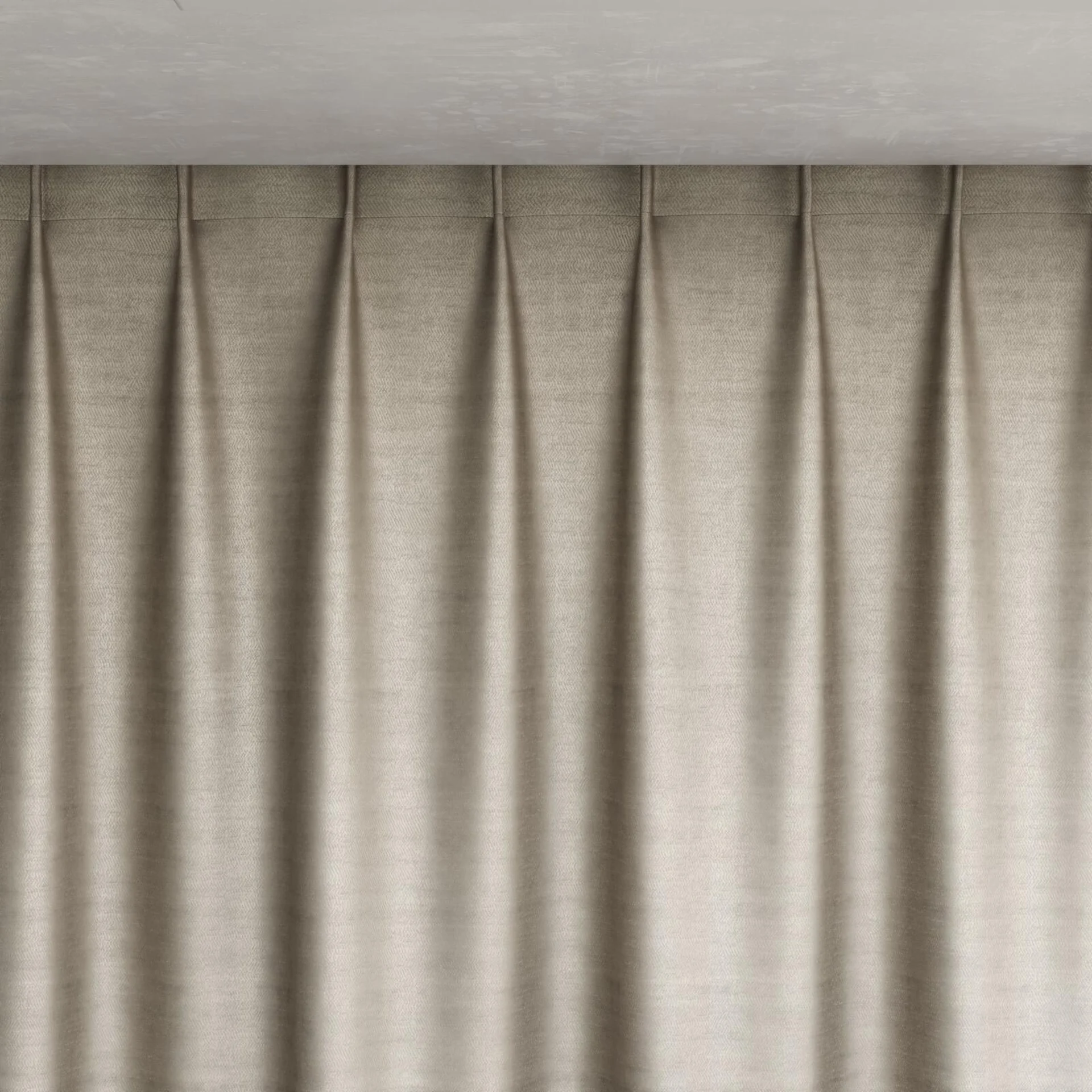 Top view of Zircon Stucco, pinch pleat