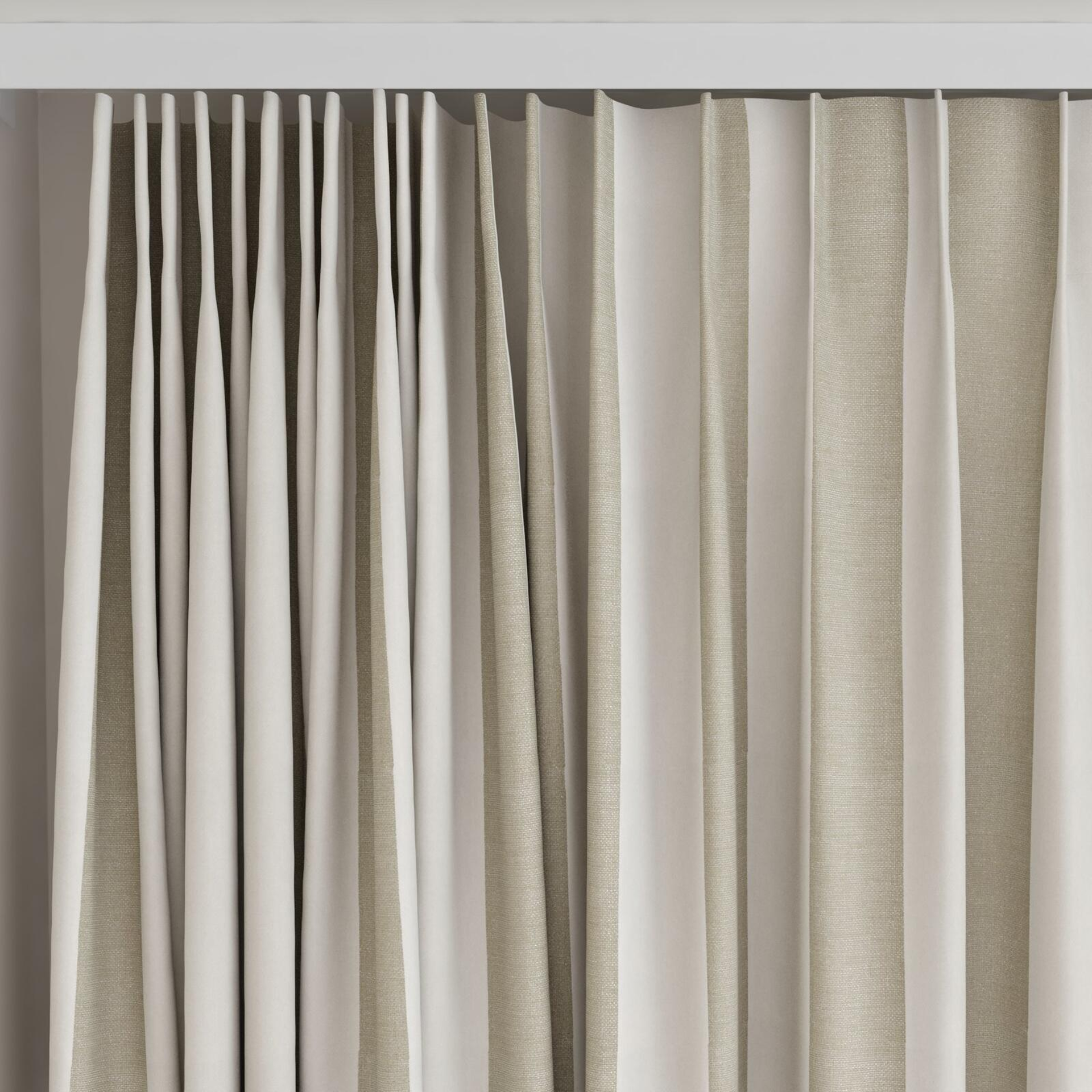 Top view of Nexus Linen, on curtain rail