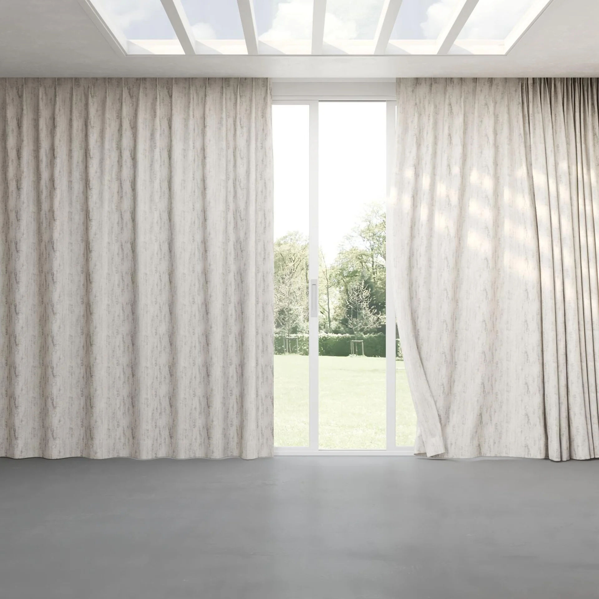 Full view of Distinguished Mist, pinch pleat