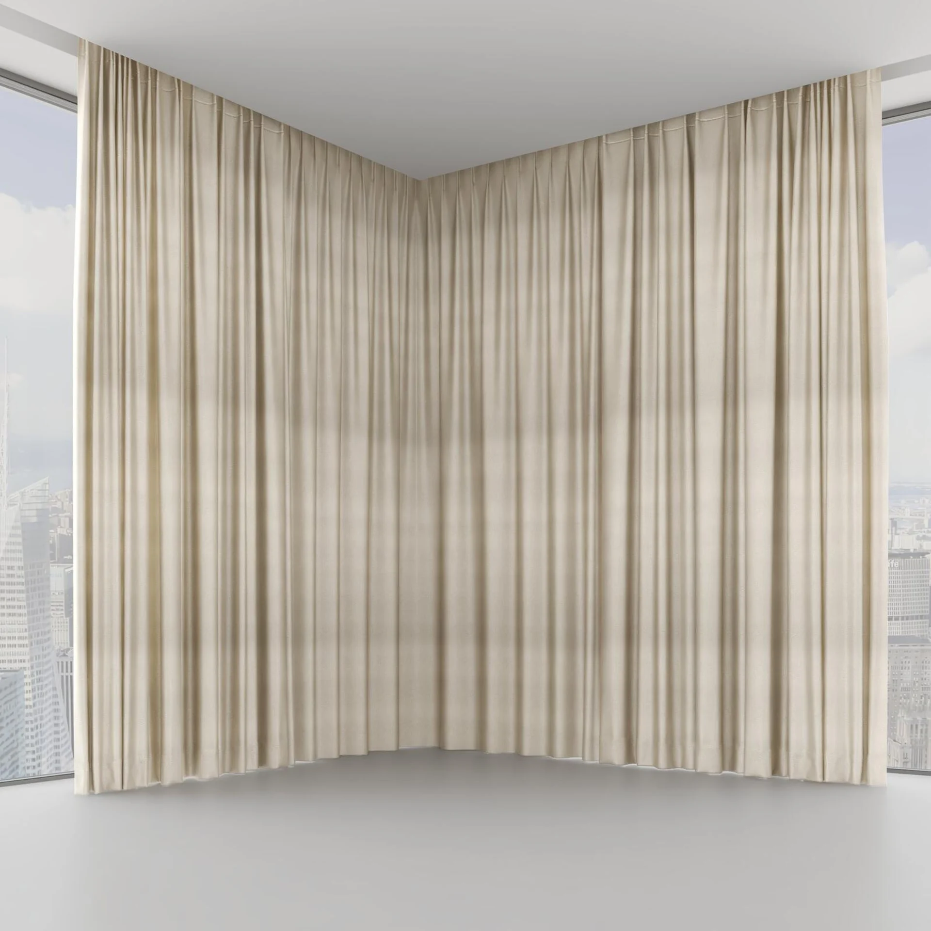 Front view of Glint Beige, on hidden rail