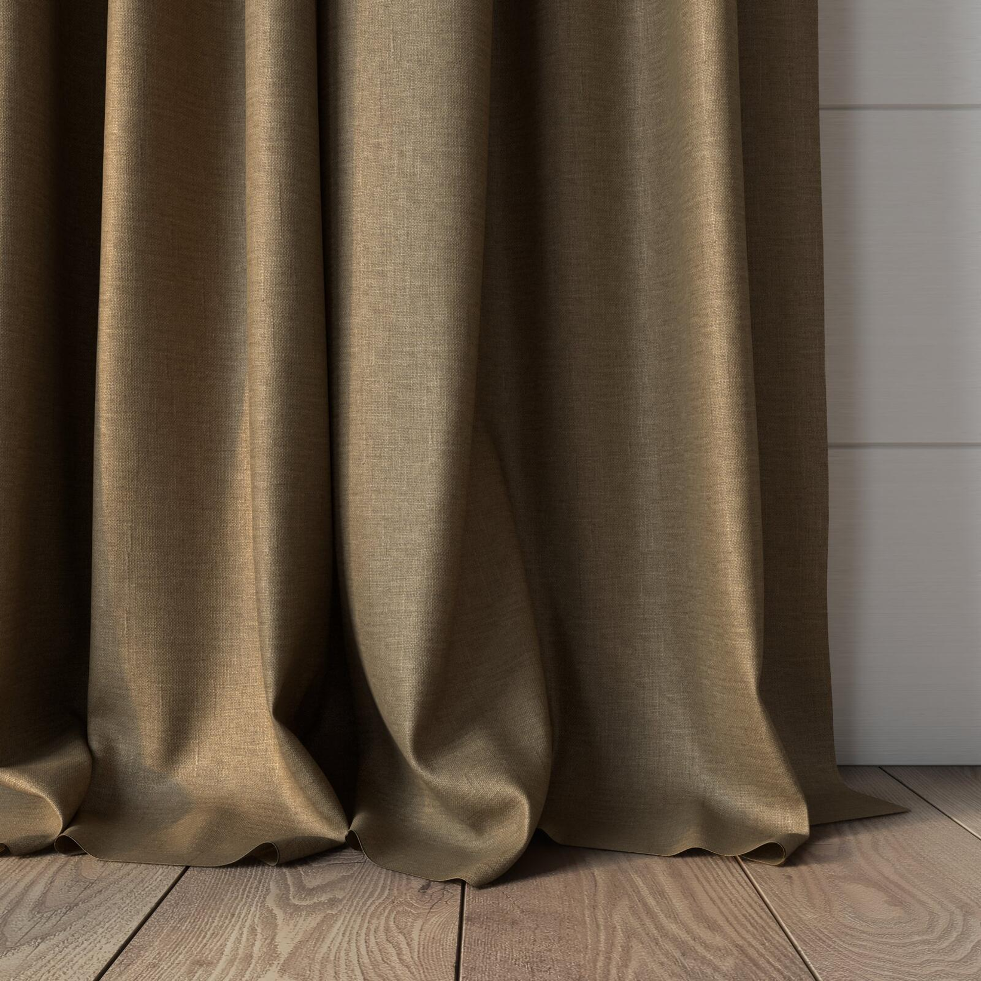 Bottom view of Atelier Clay, puddled, on curtain rod
