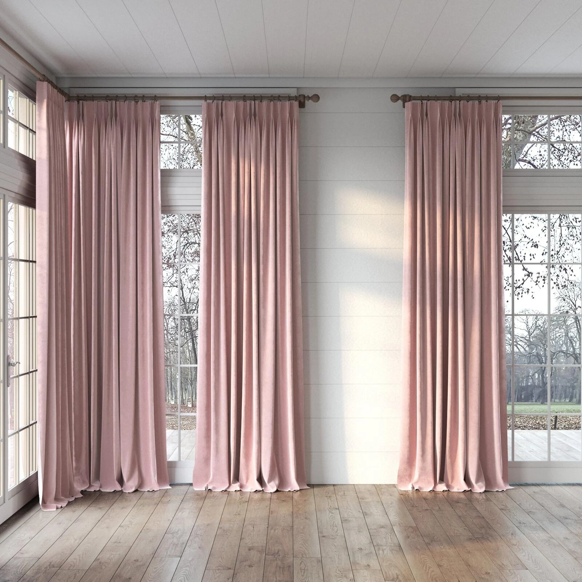 Full view of Lux Velvet Candy 8510, puddled, on curtain rod