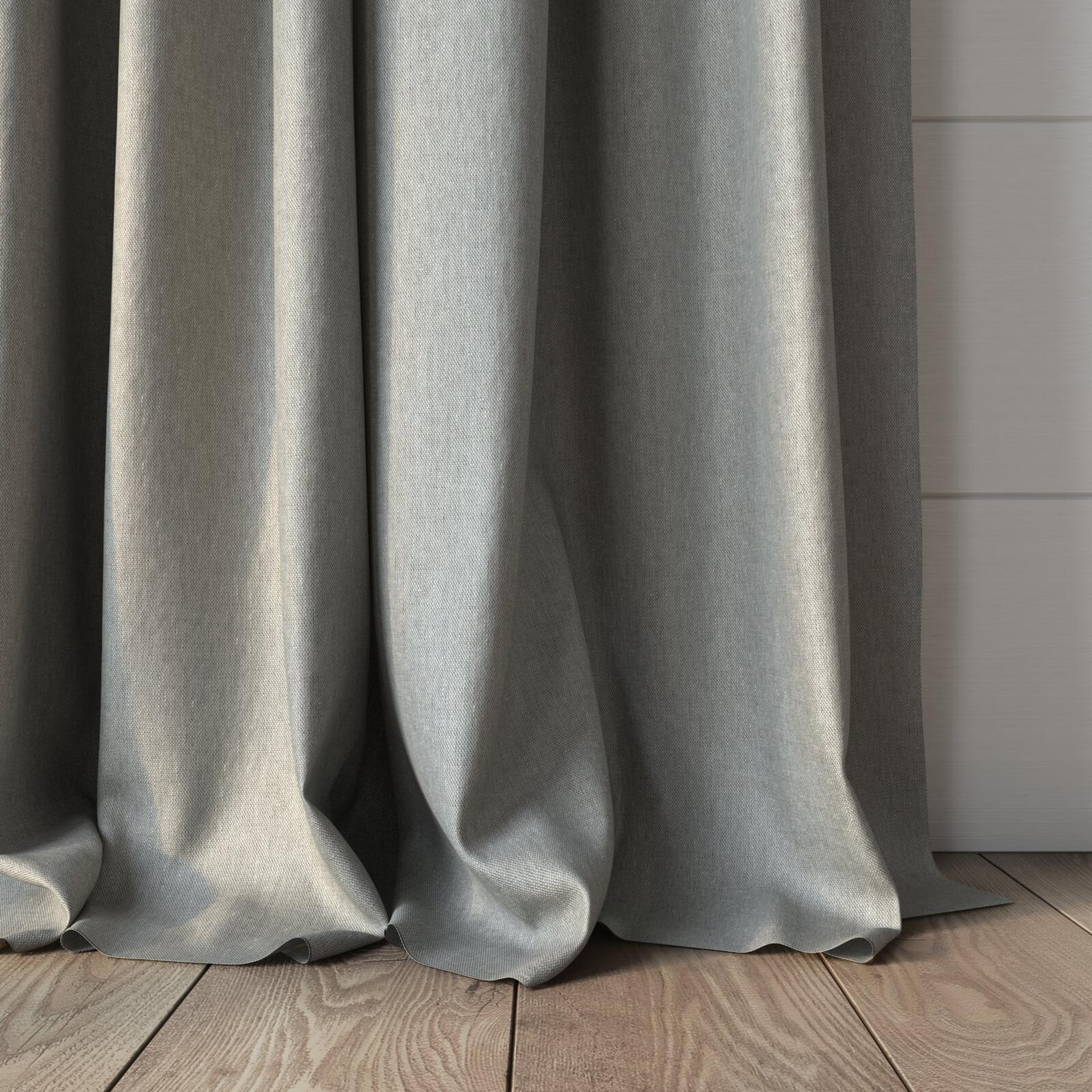 Bottom view of Infinite Silt, puddled, on curtain rod