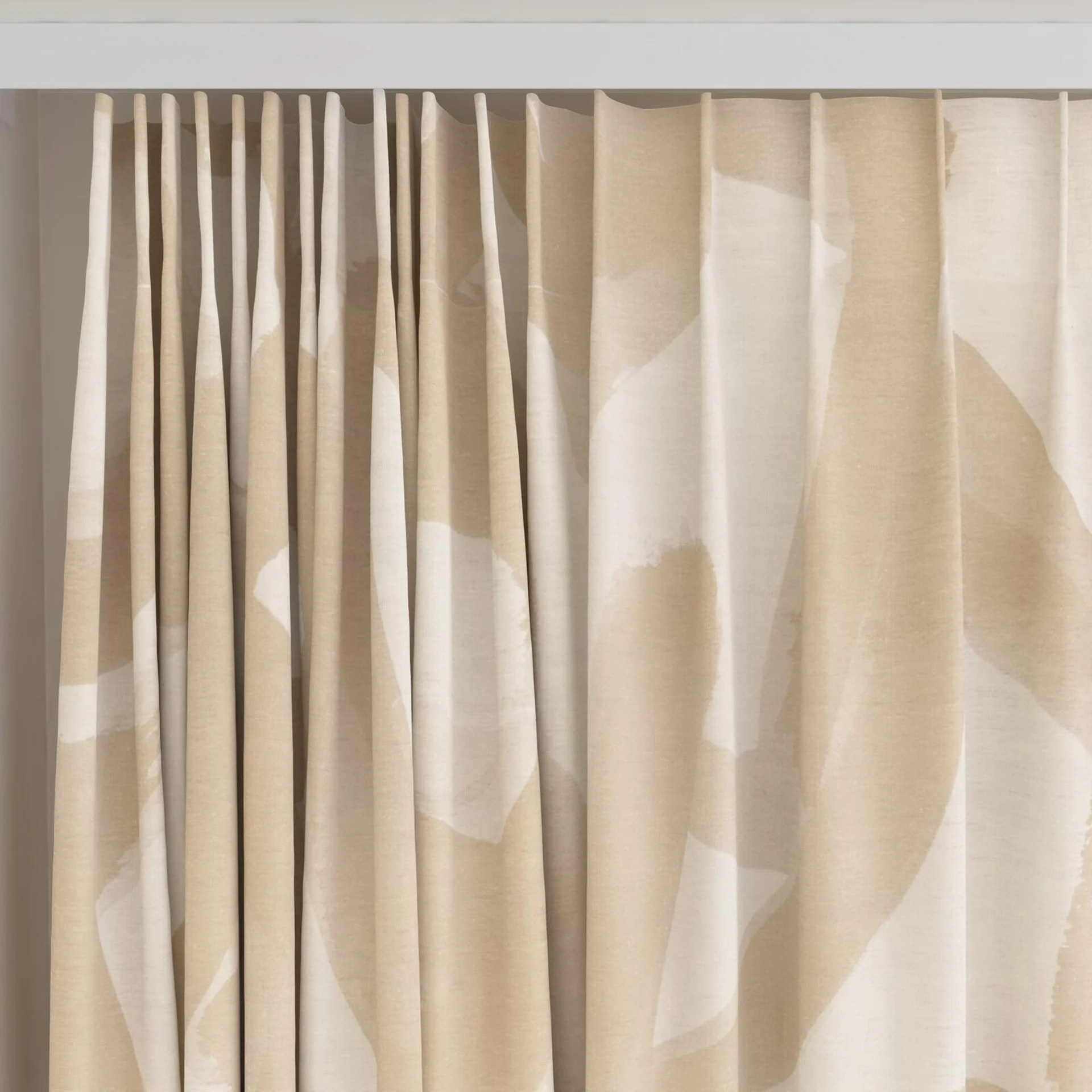 Top view of Abstraction Calico, on curtain rail