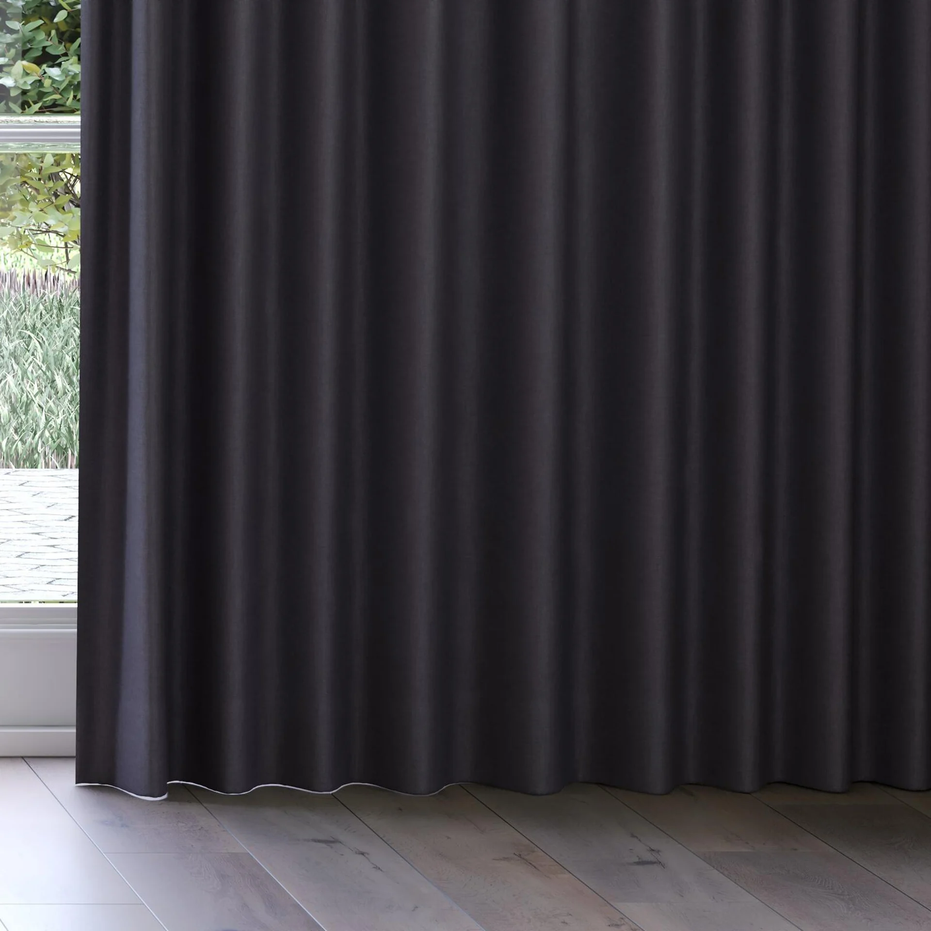 Bottom view of Casual Caviar, on curtain rail