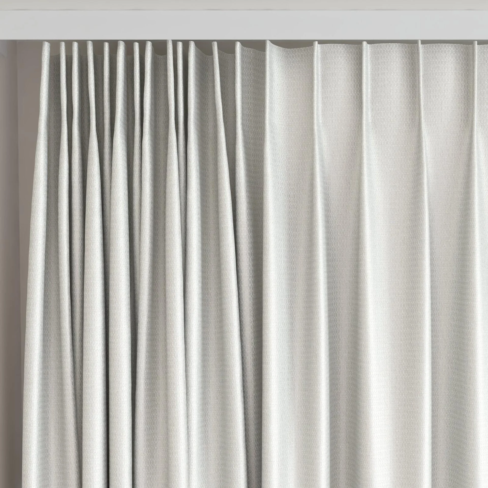Top view of Kennedy II Blackout Bone, on curtain rail