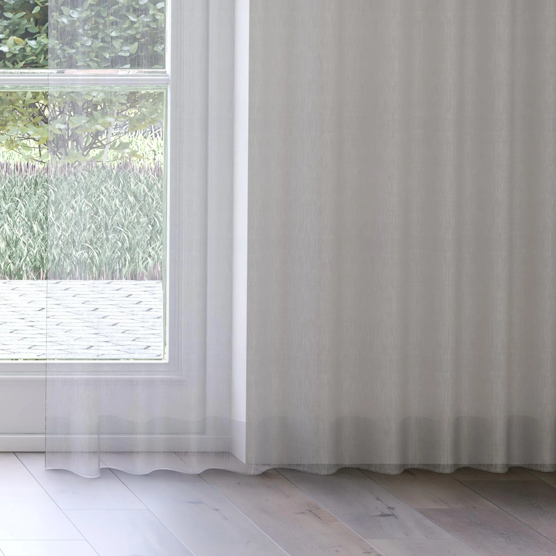 Bottom view of Makai (JDG) Birch, on curtain rail