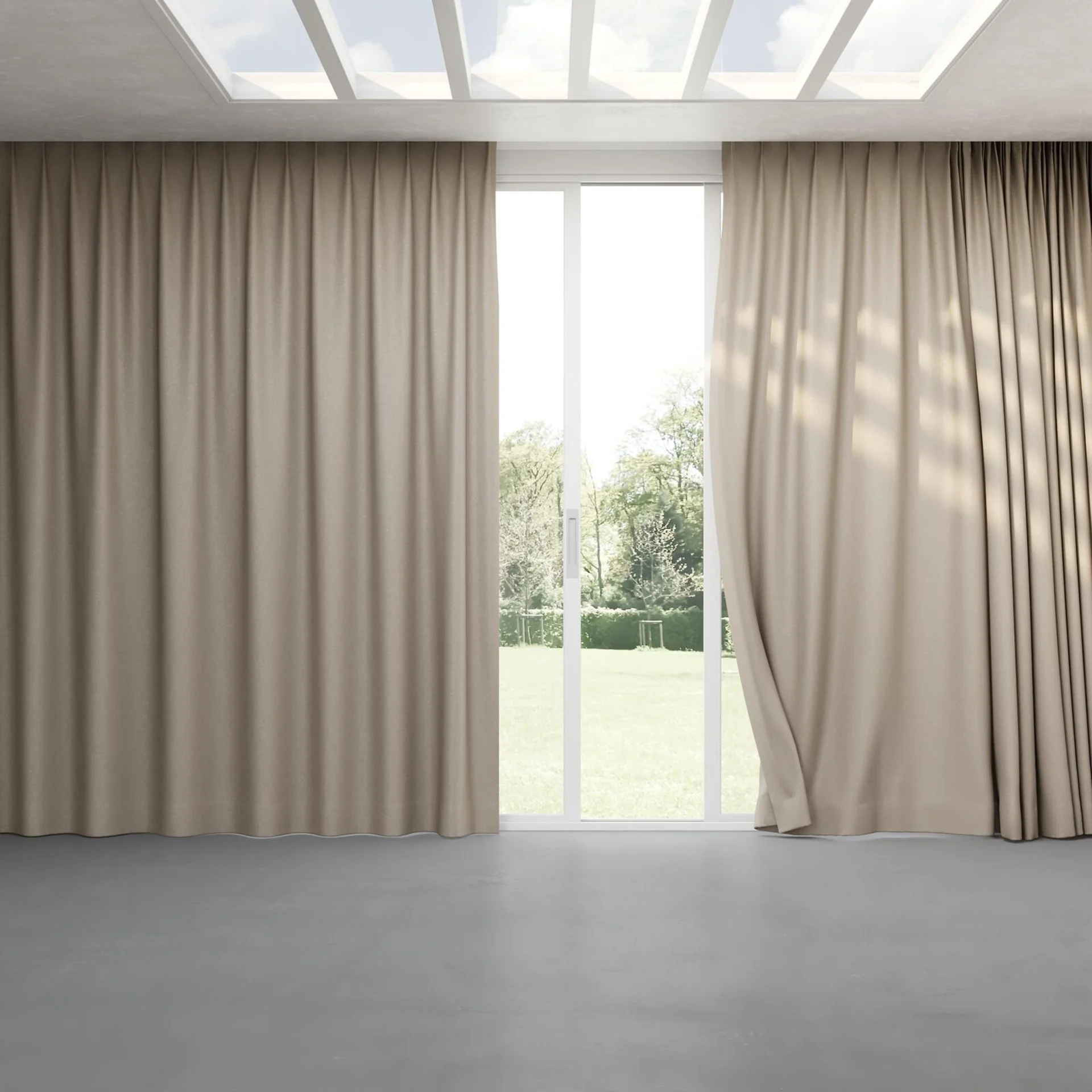 Full view of Recharge Linen, pinch pleat