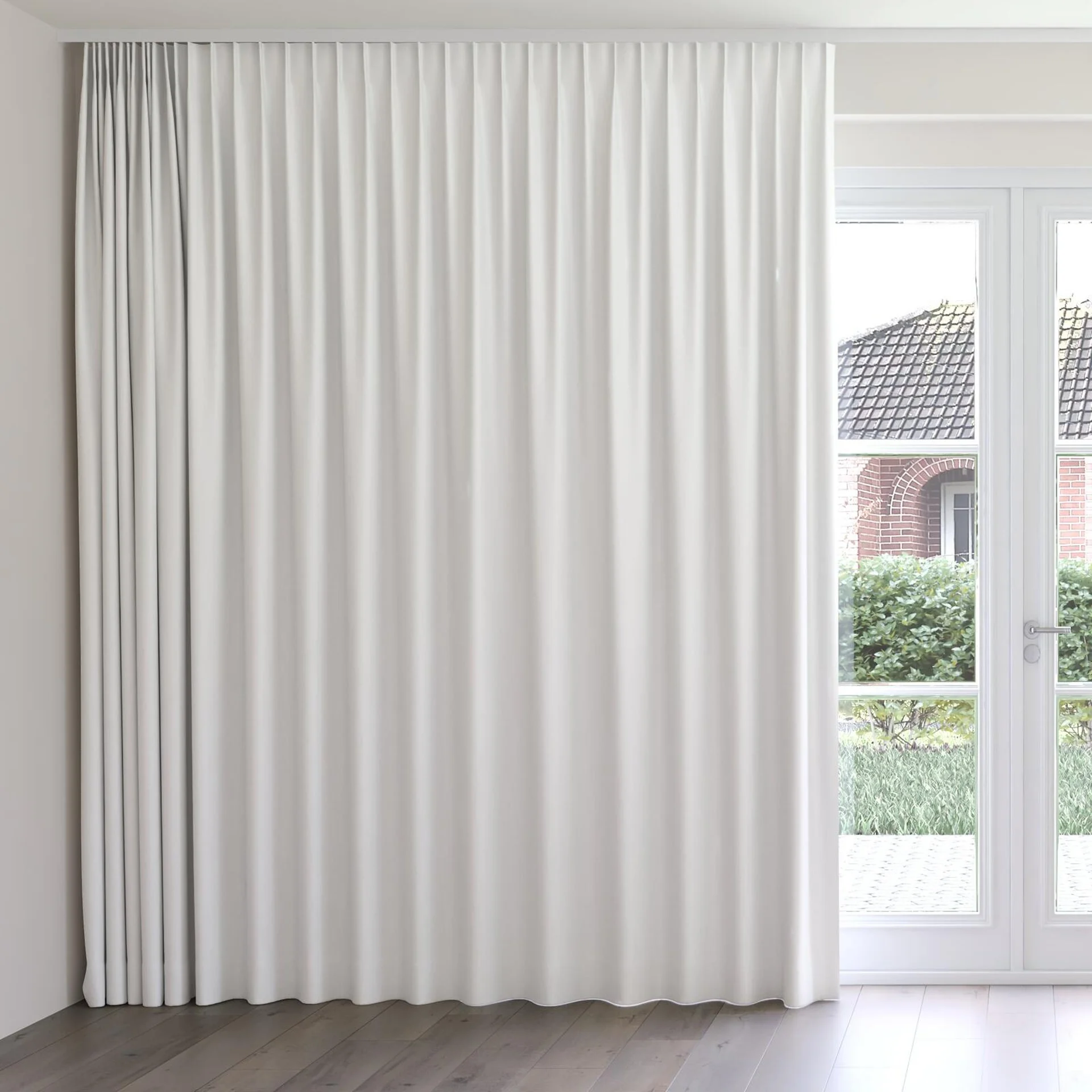 Front view of Eternal Blanc, on curtain rail