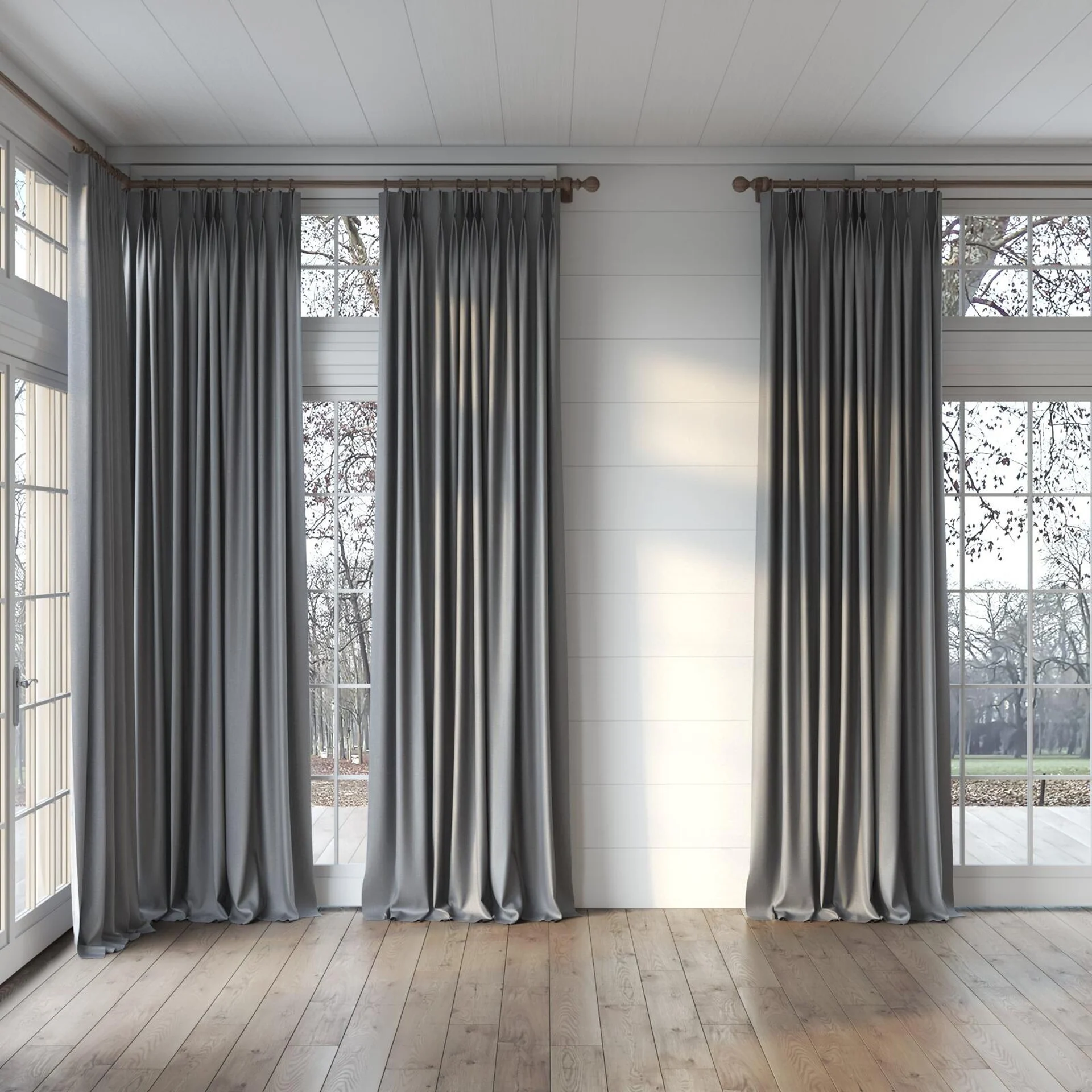 Full view of Excel Zinc, puddled, on curtain rod